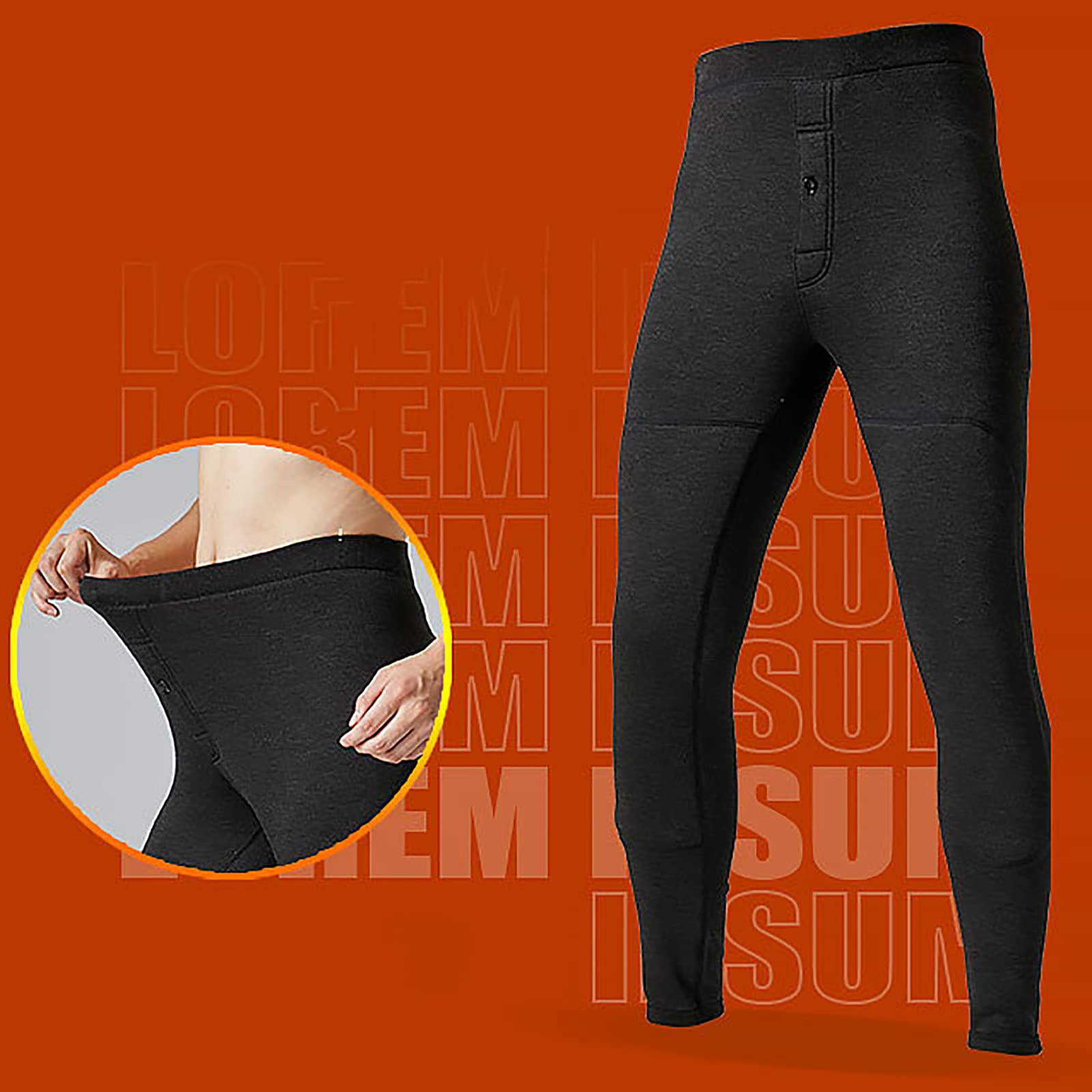 Uomo Biancheria Intima Termica Bottoms Long Johns Inverno Caldo Spessore Tre Strati Base Layer Leggings Pantaloni(Size:5XL,Color:Nero)