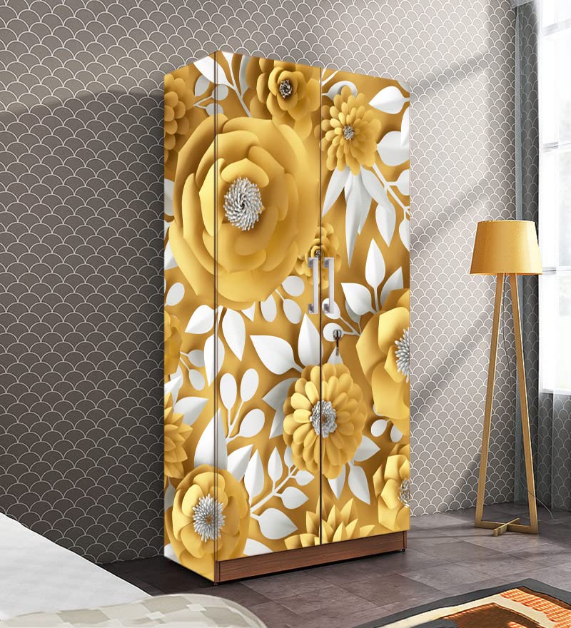 BP DESIGN SOLUTION Rose Almirah Sticker Wallpaper Self Adhesive Vinyl, Water Proof (30x70)