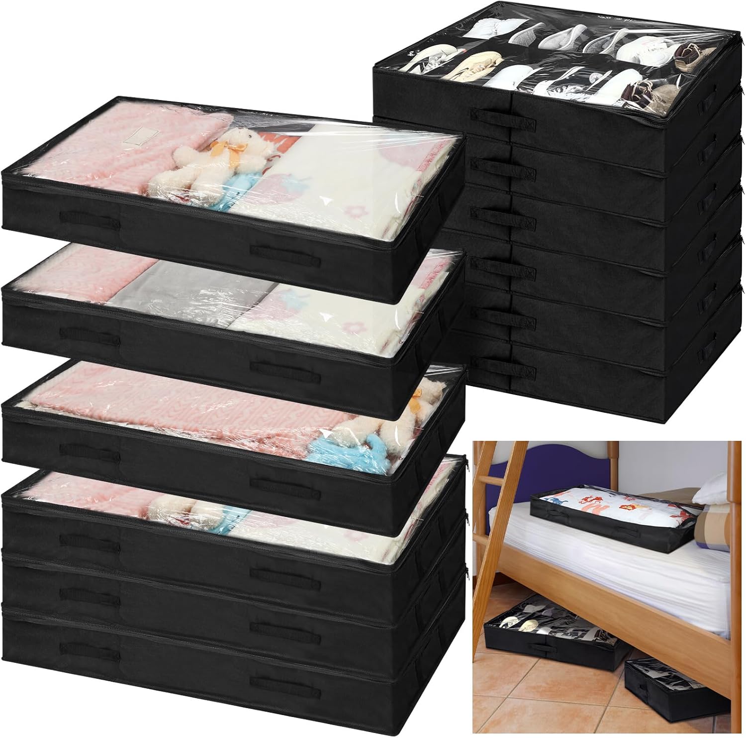 Sweetude 12 Pcs 39'' x 20'' x 6'' Under Bed Storage Bags