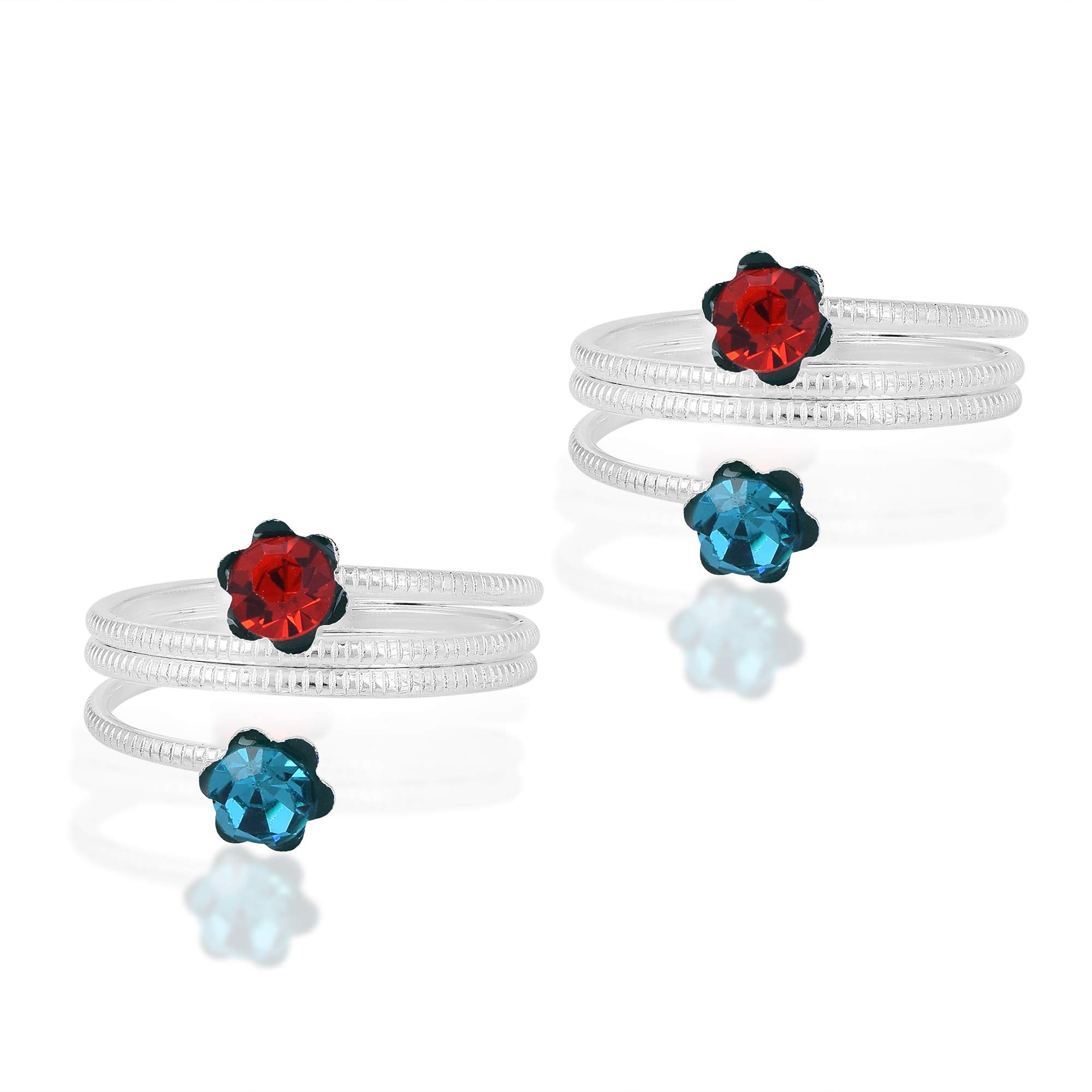 Memoir Silverplated Red & Blue CZ Bichiya Fashion Toerings Women (TRRM6560) (B08XPPK2CJ) Amazon Price History, Amazon Price Tracker