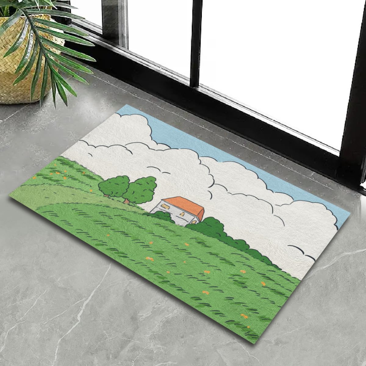 Schmutzfangmatte 80x120 cm Cartoon Grün Fussmatte Innen rutschfeste Fussmatte Aussen Fußmatte Waschbar Fußmatten Haustür Türmatte für Flur Küche Haustiere Fußmatte Außen