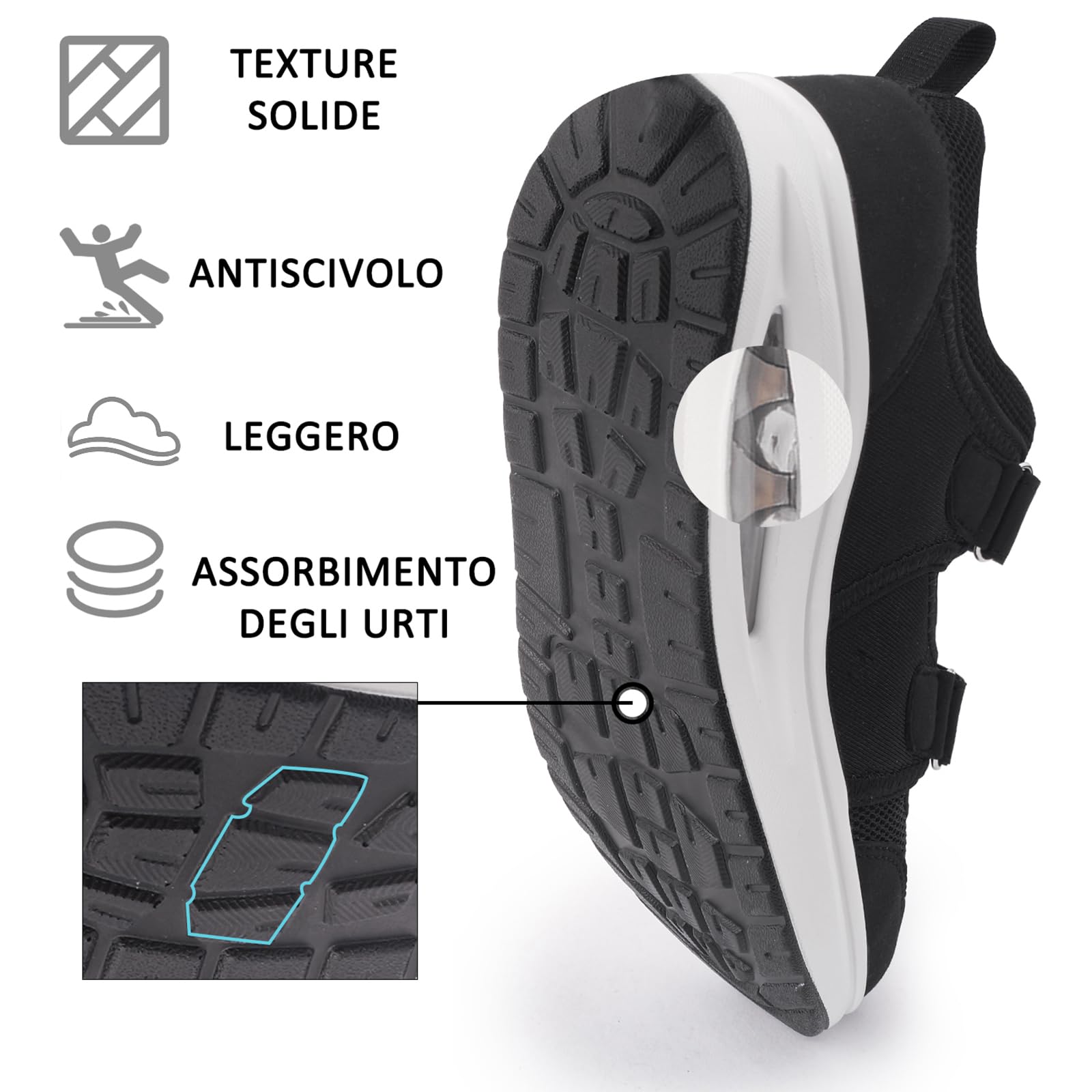 Sandali Sportivi Donna Scarpe da Lavoro da Infermiera Traspiranti Regolabili Comode Camminate Casual Plantari da Allattamento Scarpe Leggere Artrite, diabete, fascite Plantare Sneaker
