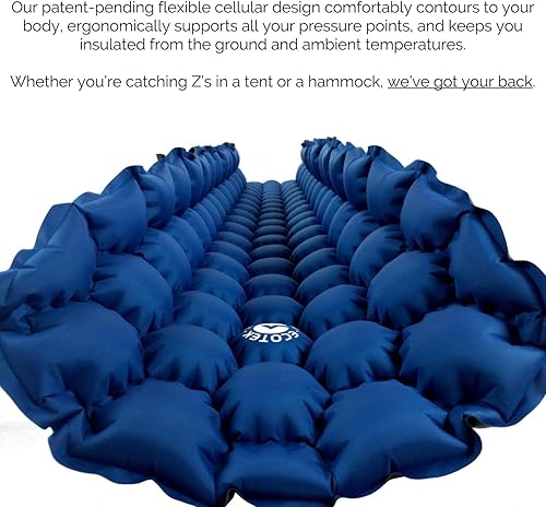 Miniatura 3 de ECOTEK Outdoors Hybern8 - Colchoneta inflable ultraligera con diseño de panal FlexCell contorneado, fácil de inflar, cómodo, ligero, duradero y