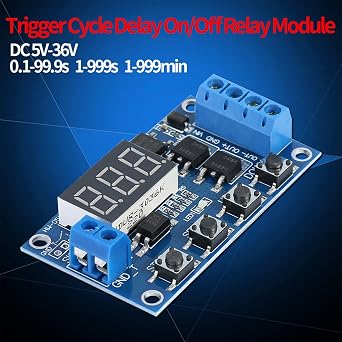 Delay Timer Relay Module, DC 5V to 36V Delay Timing Timer Turn On Off Relay Switch Module with LED Display Cycle Delay Timer