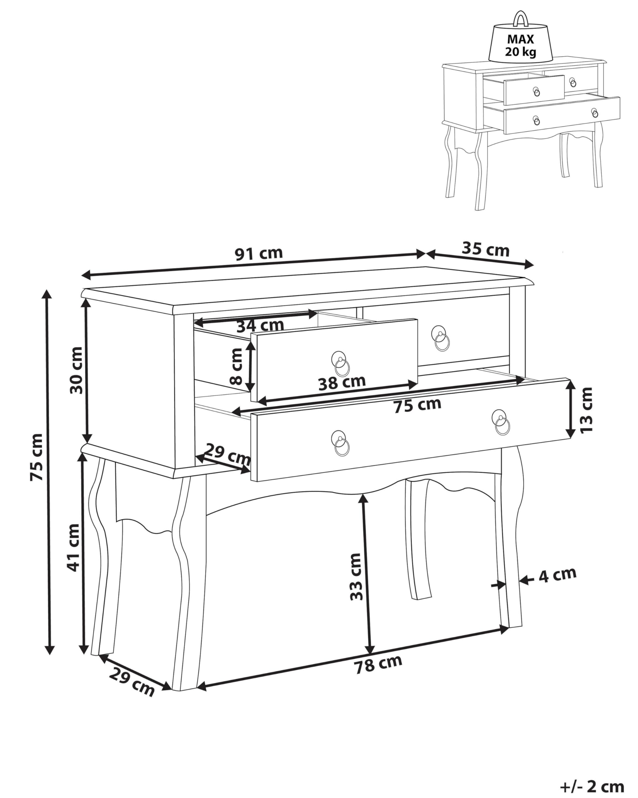 Tavolo Consolle Legno chiaro Truciolato Gambe legno 88 x 40 x 79 cm 2 Cassetti Fronti in vimini Rattan Mobili corridoio Beliani