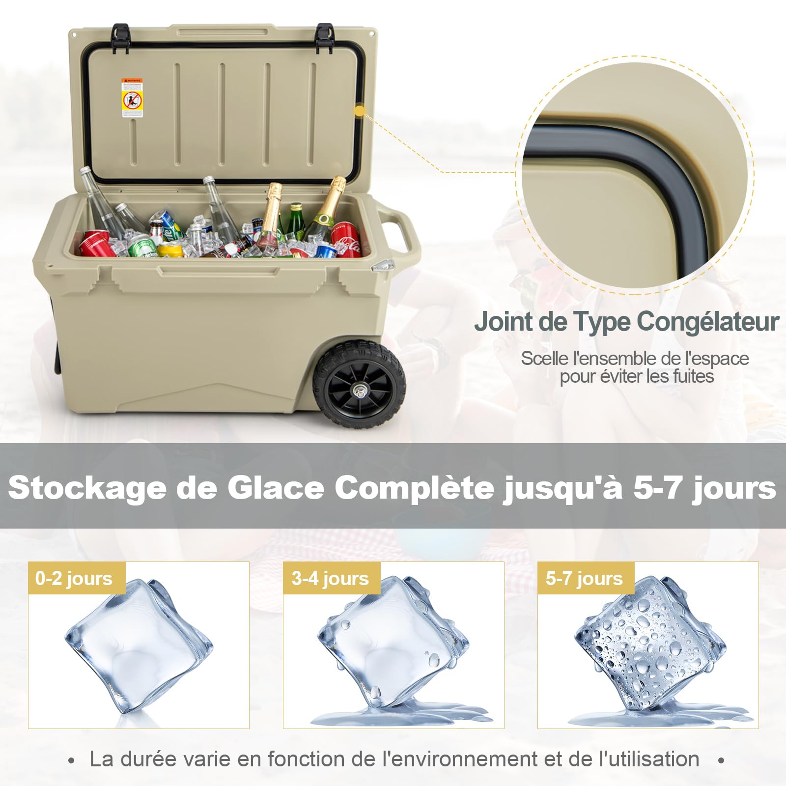 GOPLUS 23L Glacière Rigide Isolée avec Joint Anti-Fuite, Double Porte-gobelets, Glacière Isotherme Portable pour Camping, Pêche, Pique-Nique, Barbecue, Rétention du Froid 5 à 7 Jours