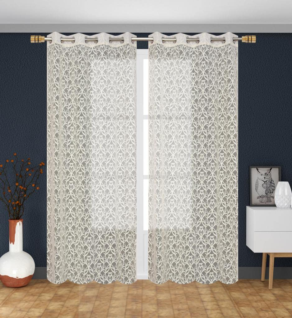 STUFFIT Polyester Semi-Sheer Tissue Net Transparent Beige Coloured Curtains for Windows 6 Feet Long | Eyelet Curtains for Living Room, Bed Room, Balcony (Beige, 4 x 6 Feet) (B0C3XSSWX8) Amazon Price History, Amazon Price Tracker