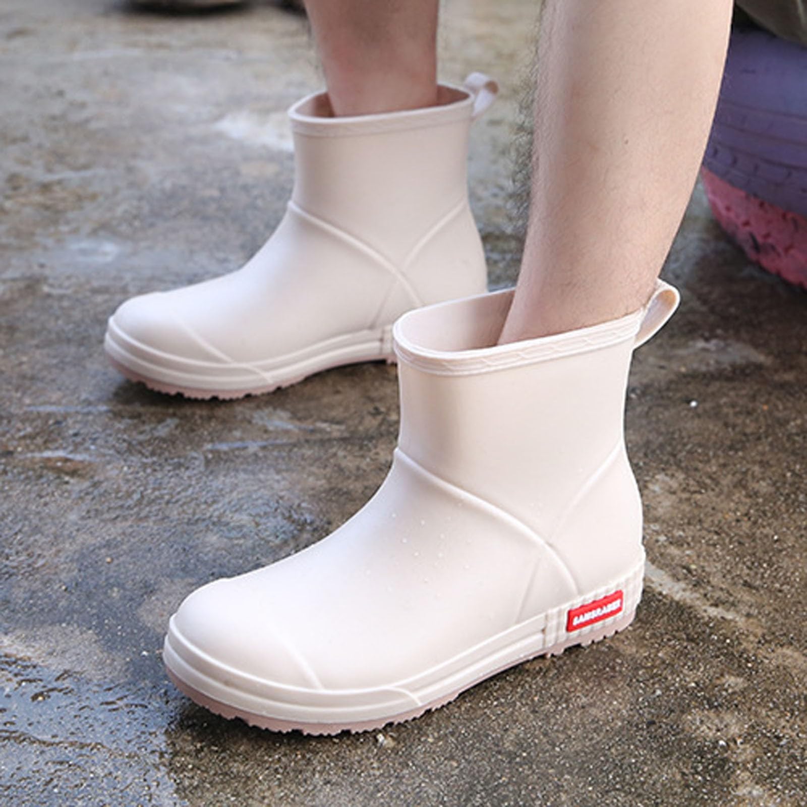 Stivali da Pioggia Donna Eleganti con Suola Spessa, Modello alla Caviglia Resistente, Calzature Impermeabili per Pesca, Autolavaggio e attività Outdoor #D