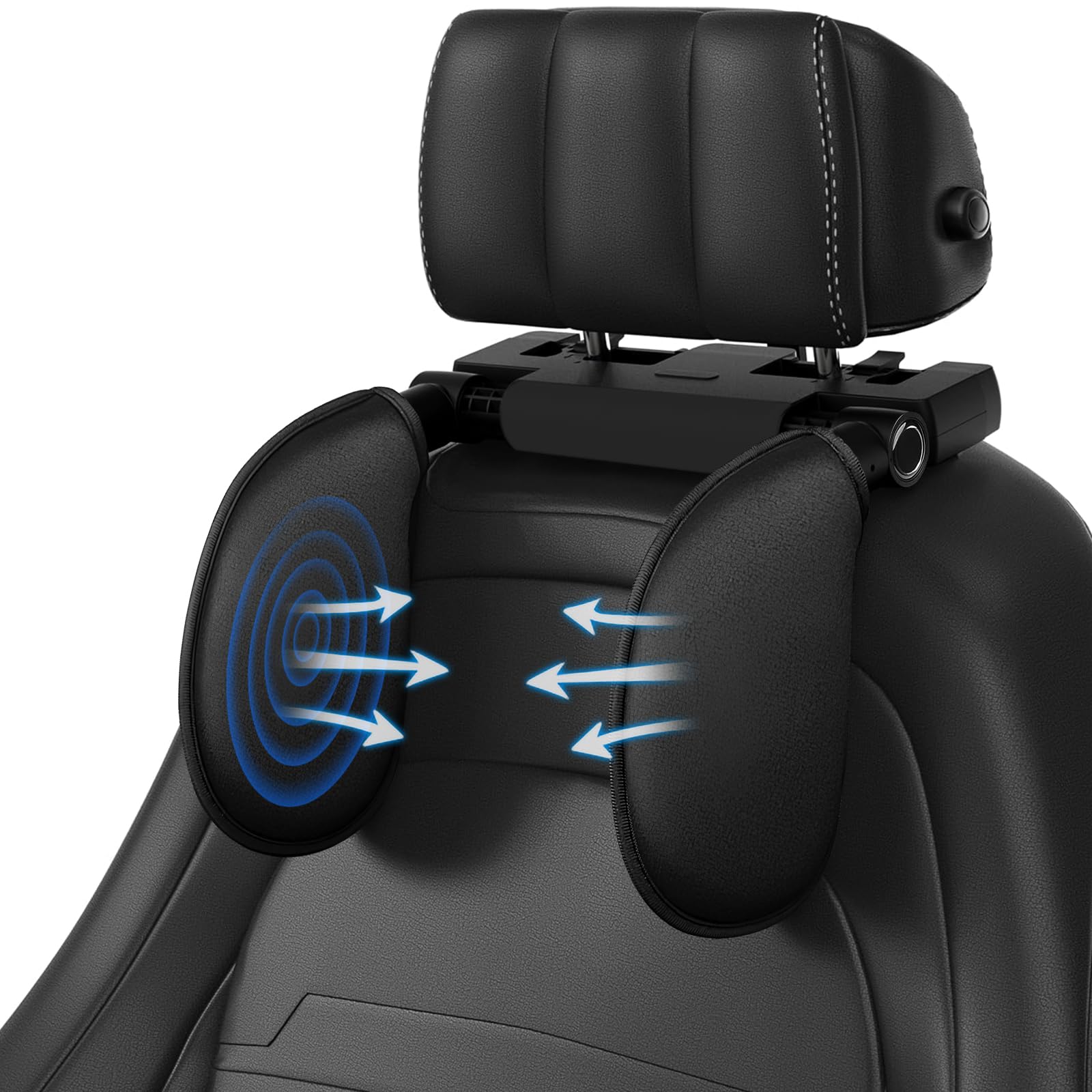 Appuie-Tête Voiture Latéral Réglable – Coussin Mémoire Cuir PU – Confort Voyage Adulte & Enfant