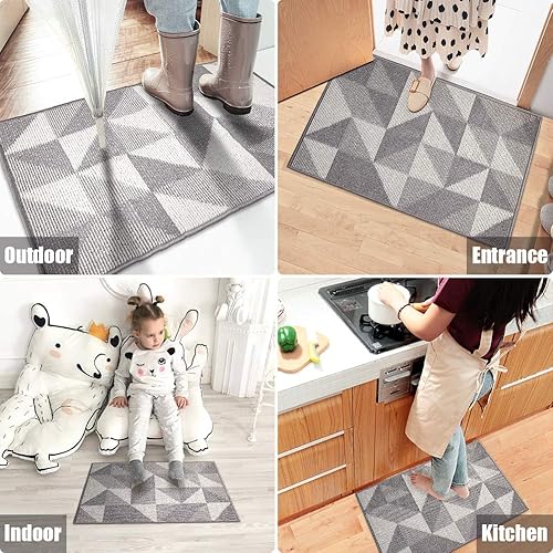 Vista 52 de Tapete para interiores de 32 x 48 pulgadas, tapete absorbente para puerta delantera y trasera, parte trasera de goma, antideslizante, atrapador