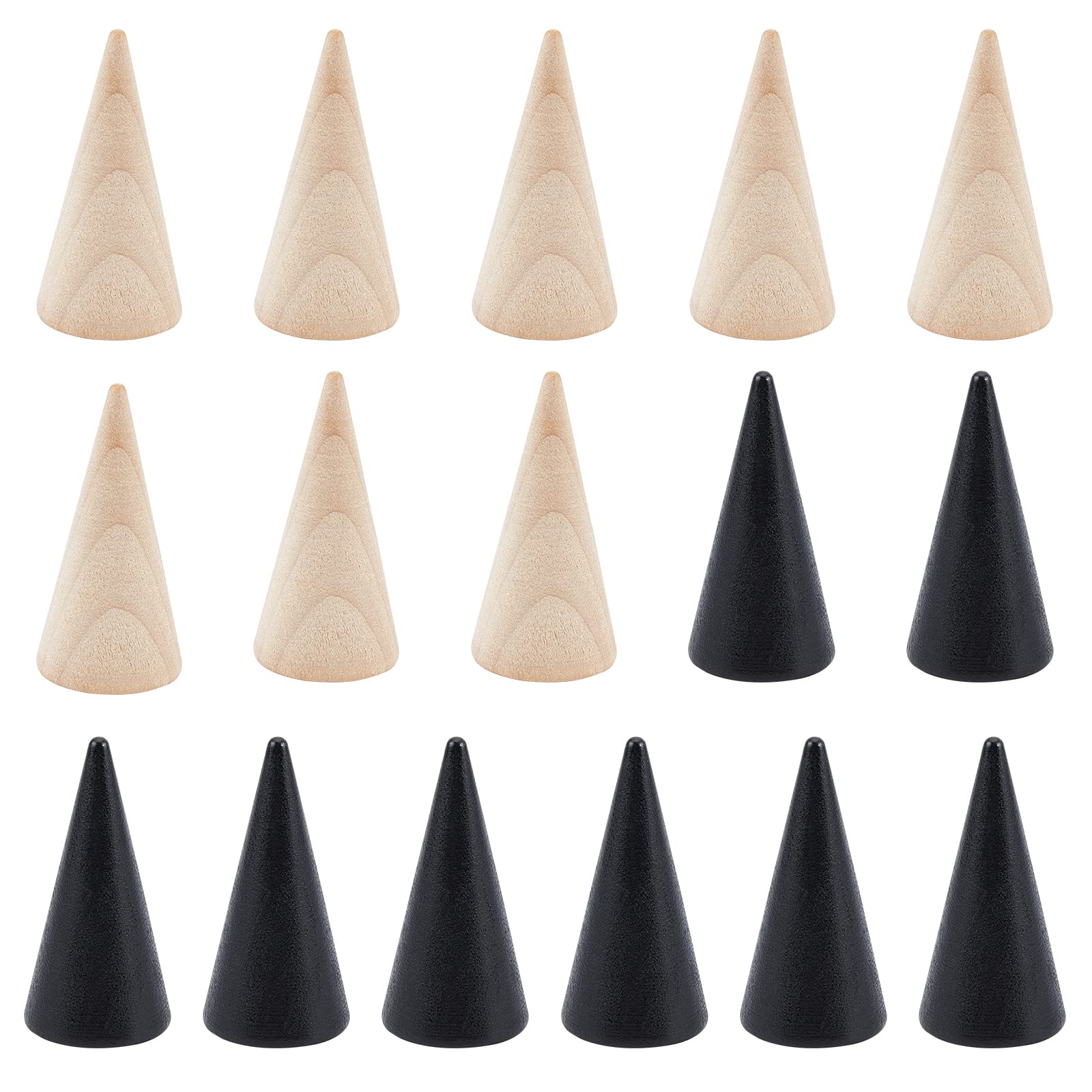 12 Supporti Per Anelli In Legno - Espositori A Forma Di Cono Per Gioielli - Foto 14