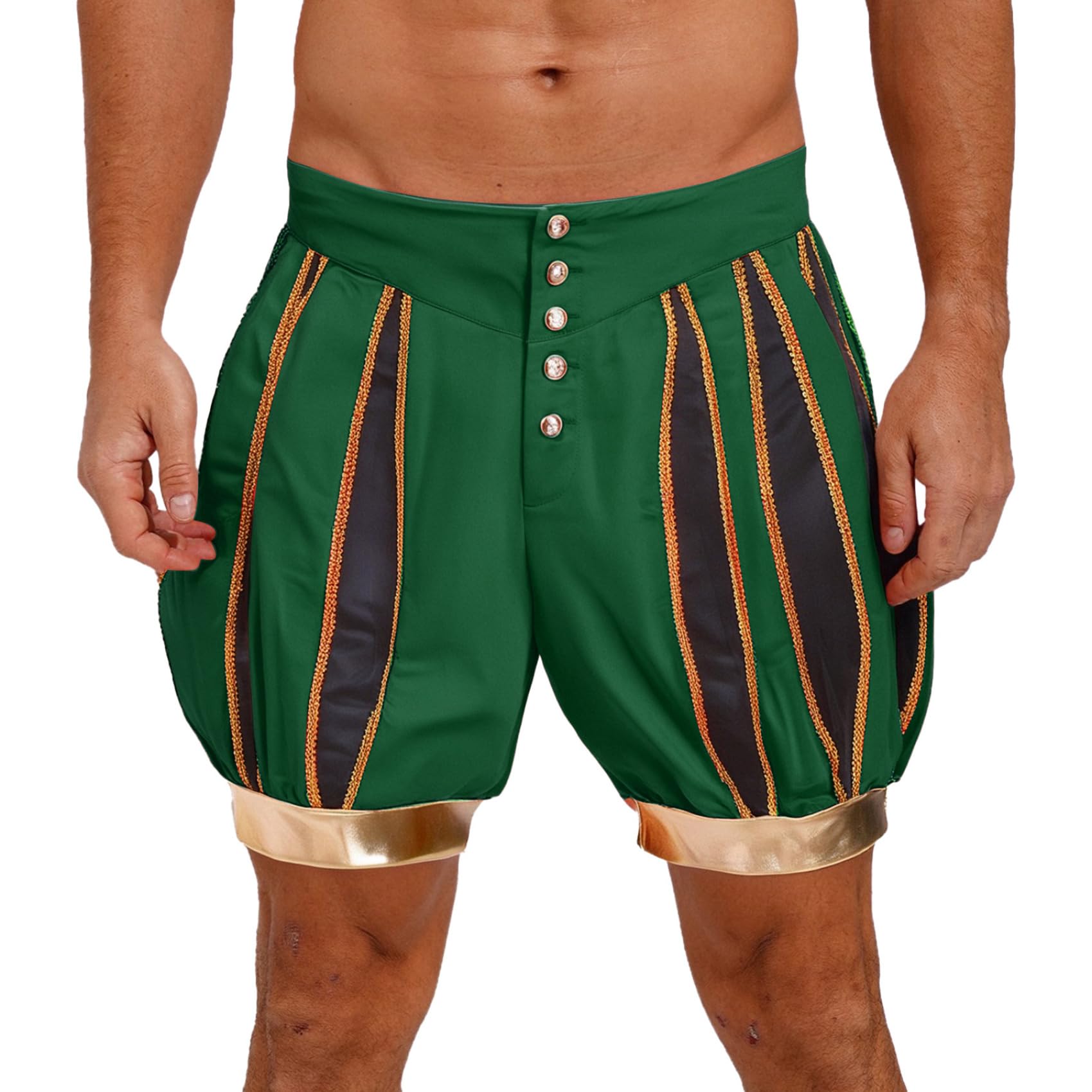 Mens 18Th Century Prince Costume Lantern Shorts Front Button Up Shorts for Halloween