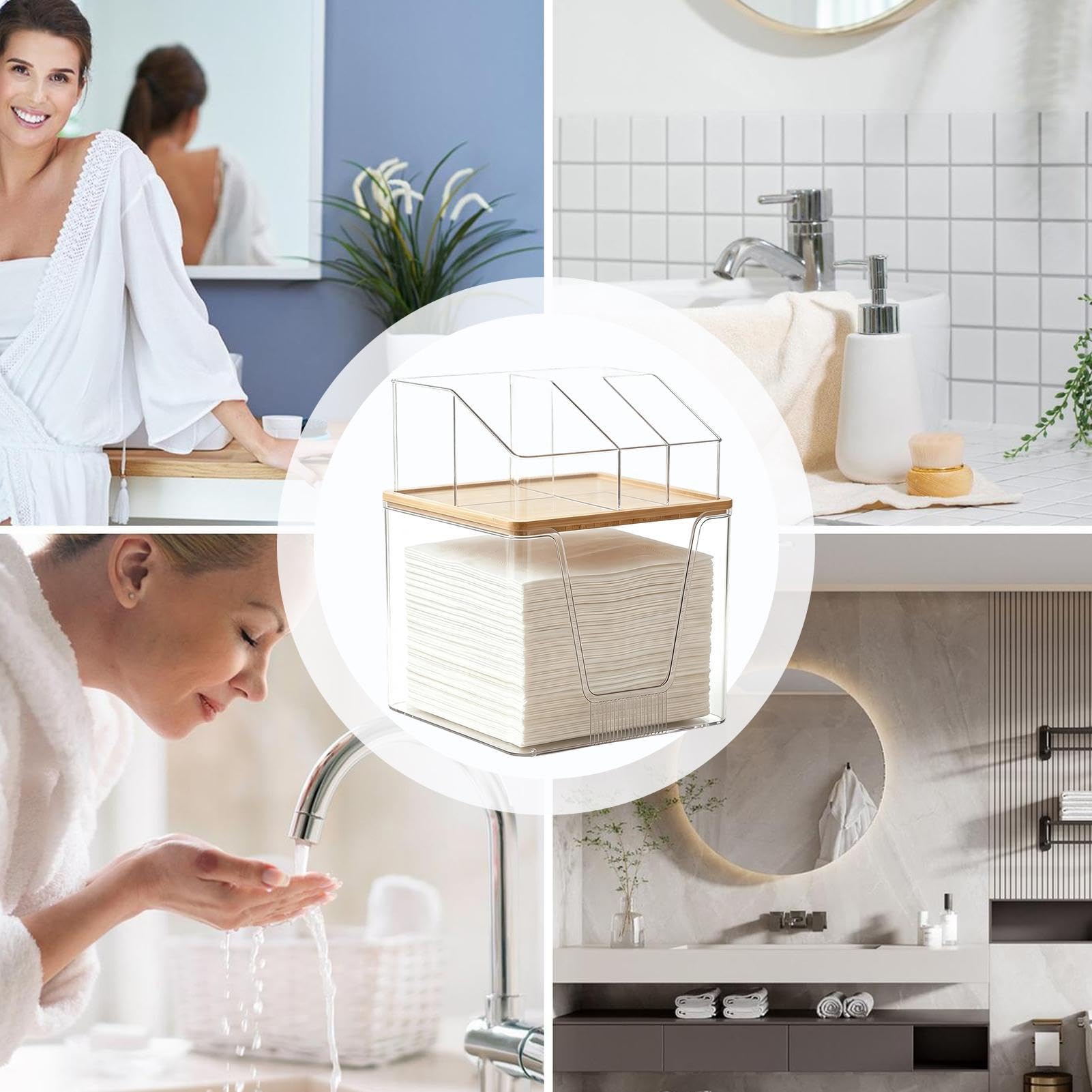 Hautpflege-Organizer Transparent Acryl-Doppelschicht Multifunktionale Boxen | Badorganizer und Aufbewahrung für Hautpflege, Make-up-Pinsel, , Kosmetik, Kommode, Thekenplatte,