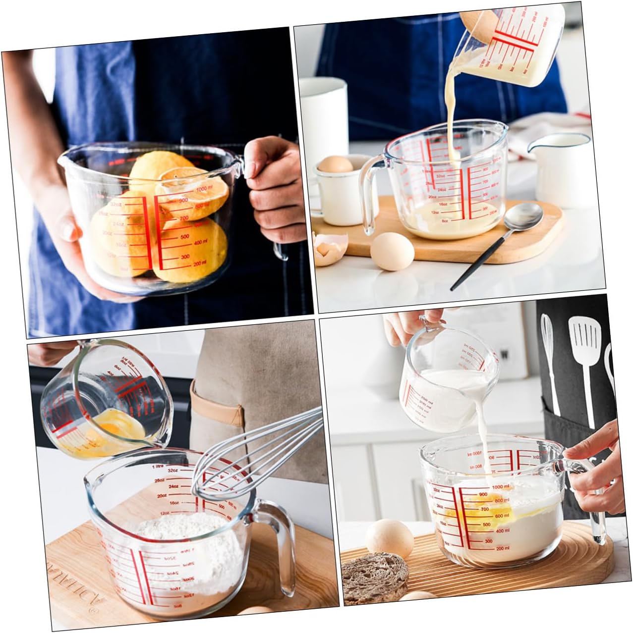 Glass Baking Tool Practical Measuring Cup Scale Measure Cup Pink Wide Mouth Easy to Use