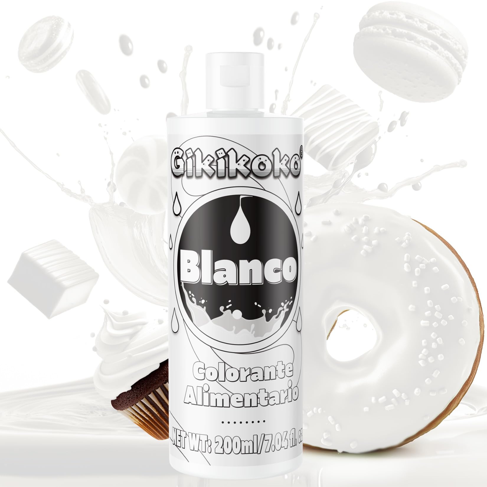 Colorante Alimentario - Gikikoko 200ml Colorantes Alimentarios Reposteria Alta Concentrado, Colorante Alimenticio, Colorantes Alimentarios para Fondants Pasteles Galletas de Pascua (Blanco) 2
