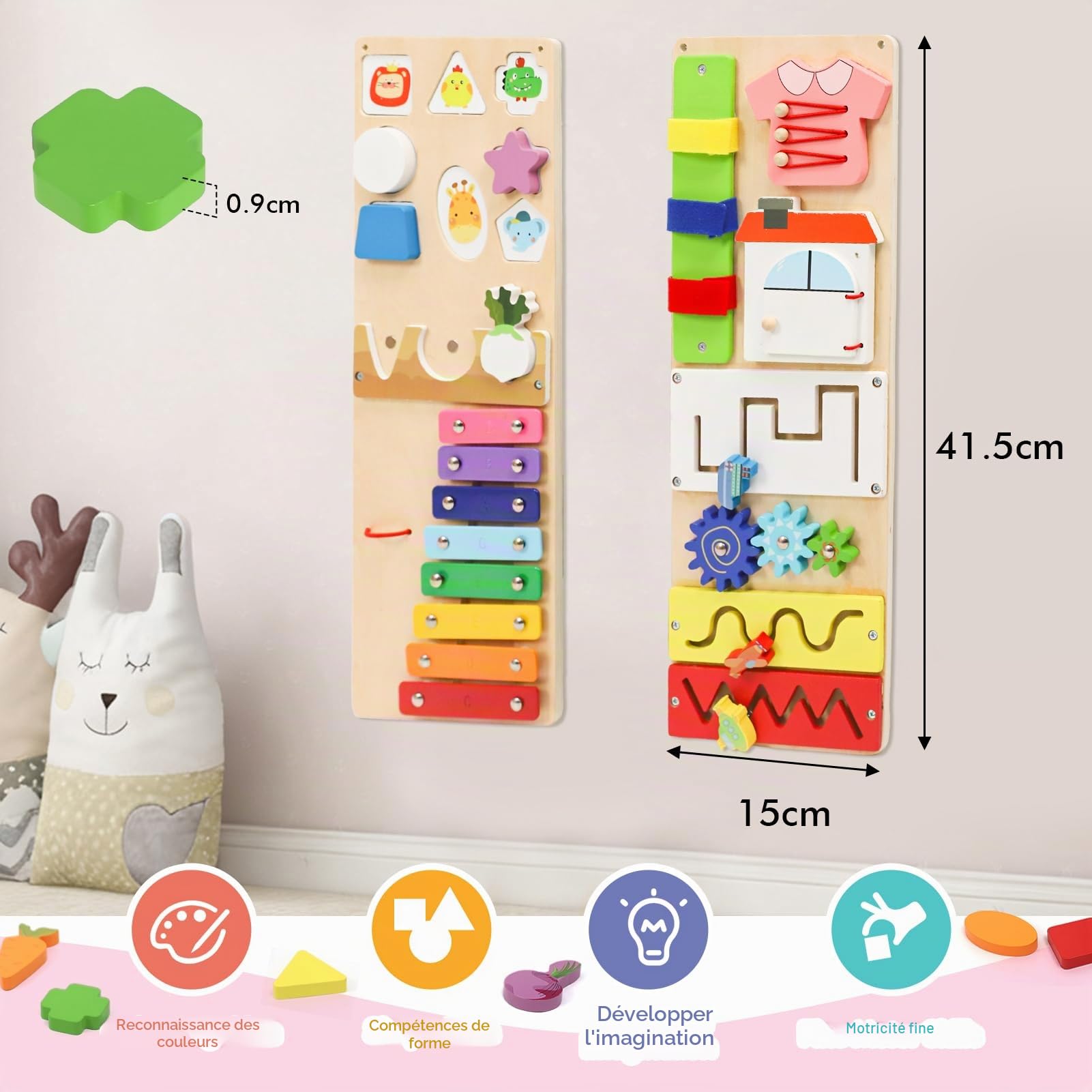 LZDMY Busy Board Montessori Âge 1 2 3 Ans, 2 en 1 Planche Activité Montessori, Tableau Activité Jeux Educatif, Jouet d'Éveil en Bois Sensoriel Parcours pour Bébé, Idéal Cadeau pour Garçons Filles