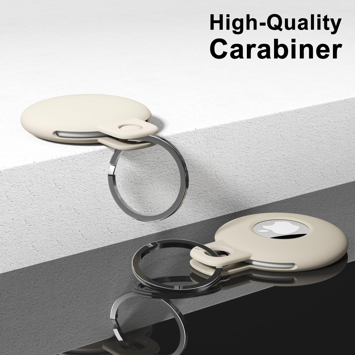 Svanove for Airtag Keychain Airtag Holder Key Ring, Siliocne Airtag Case Air Tag Cover, Cute Airtag Accessories for Kid, Luggage, Cat Dog Collar, Car, Compatible with Apple Airtag 2021, Beige Cream — view 6