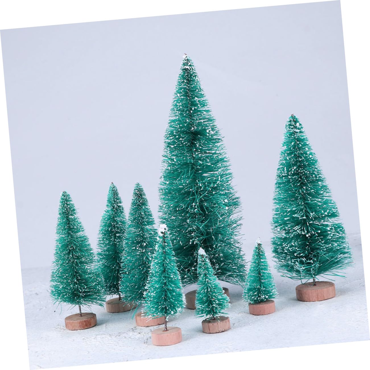 24pezzi Albero di Natale Mini Realistico Blu-verde Ornamento Creativo da Tavolo con Supporto in Legno per Decorazioni Natalizie Regalo da Scrivania
