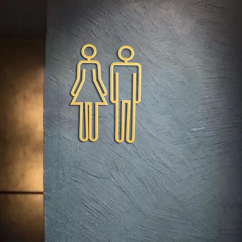 Miniatura 7 de Letrero de baño acrílico con respaldo adhesivo para hombres y mujeres, letreros de puerta de baño, letreros de baño para negocios, señalización de