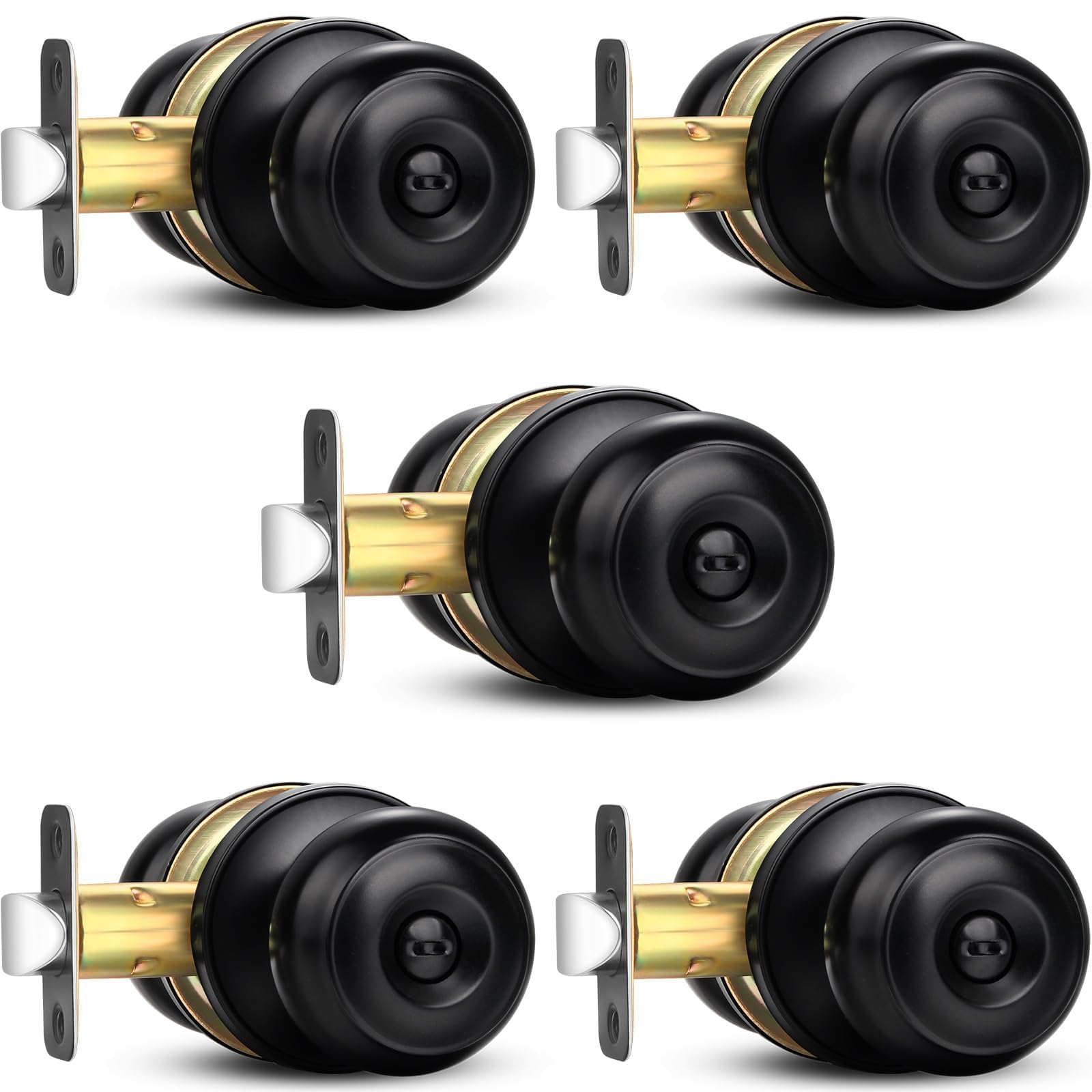 Sopoby Privacy Door Knobs - 5 Pack Brushed Nickel -16