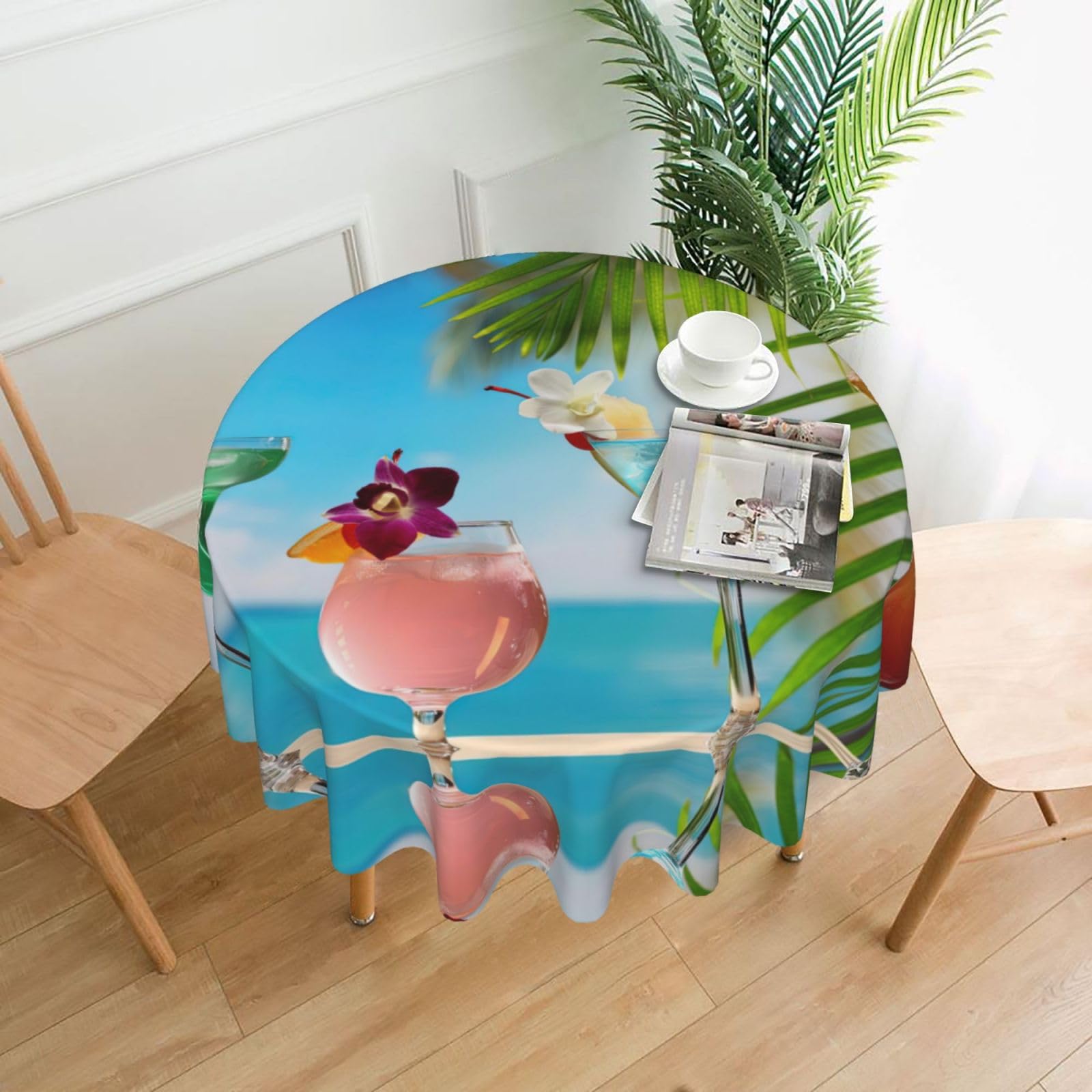 Nappe ronde de plage tropicale imperméable et nappe infroissable 152 cm