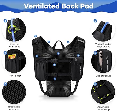 Miniatura 3 de Maelstrom Running Hydration Vest, Hiking Backpack with 2L Water Bladder for Cycling Rave for Men Women