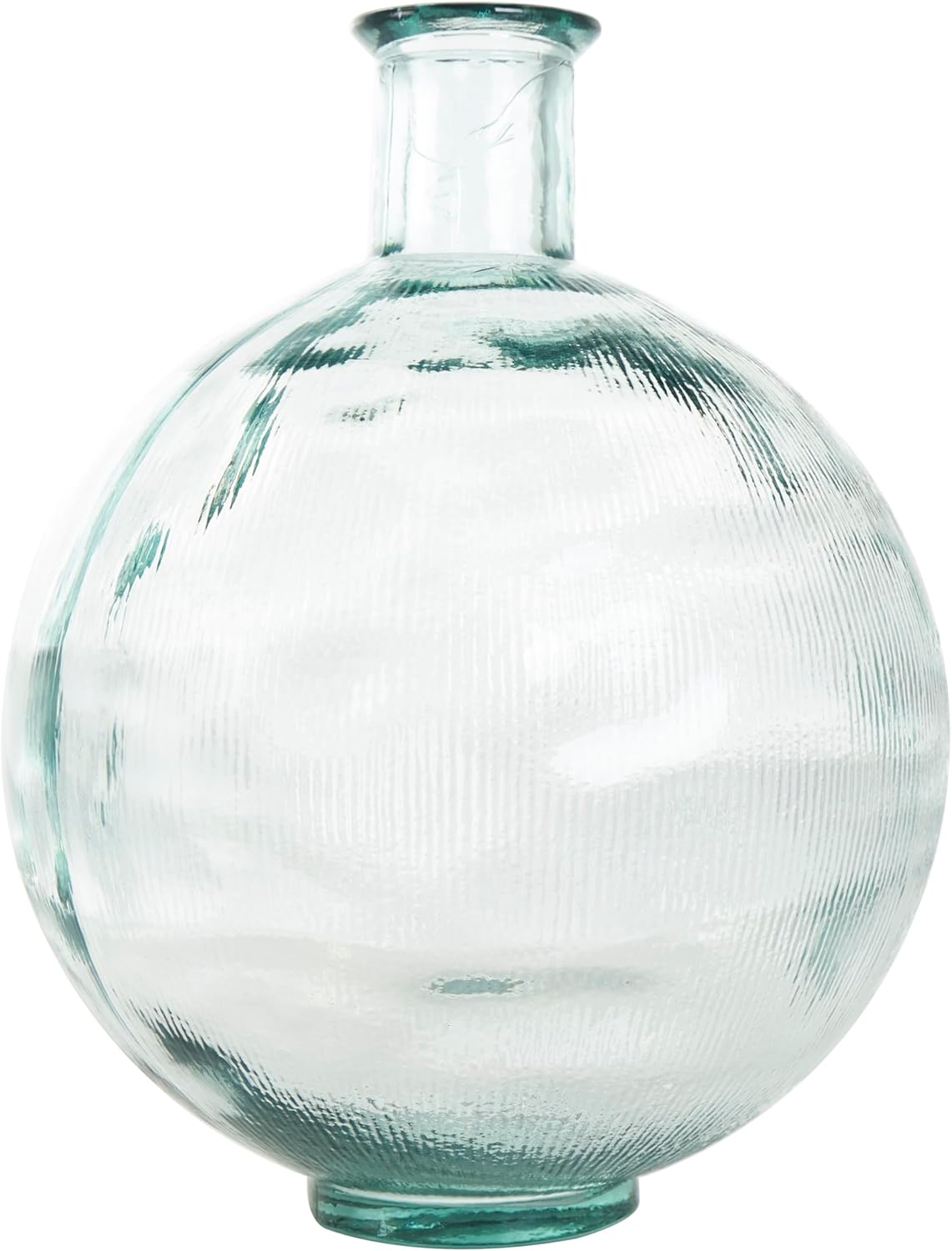 Deco 79 Recycled Glass Handmade Decorative Vase Ribbed Spanish Bottle Centerpiece Vase, Flower Vase for Home Decoration 13" x 13" x 17", Clear - Image 9