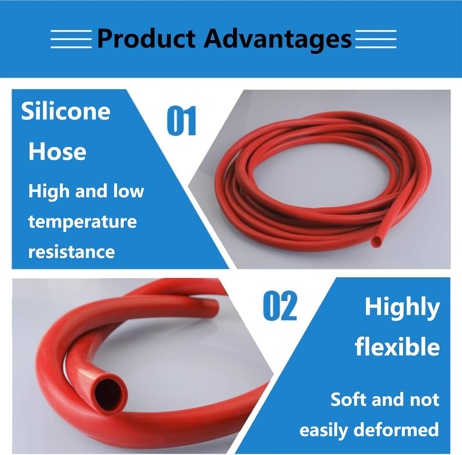 Red Silicone Hose High Temperature Resistant Flexible Rubber Automotive Industrial Connector Vacuum Line for Engine and Equipment Use,4mm*8mm