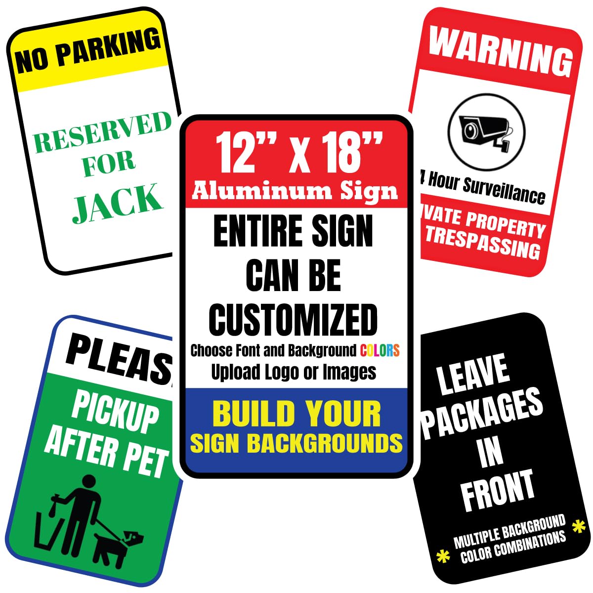 Custom Aluminum Sign 18 x 12 Inch, Personalize and Build Background, Vertical Aluminum Sign