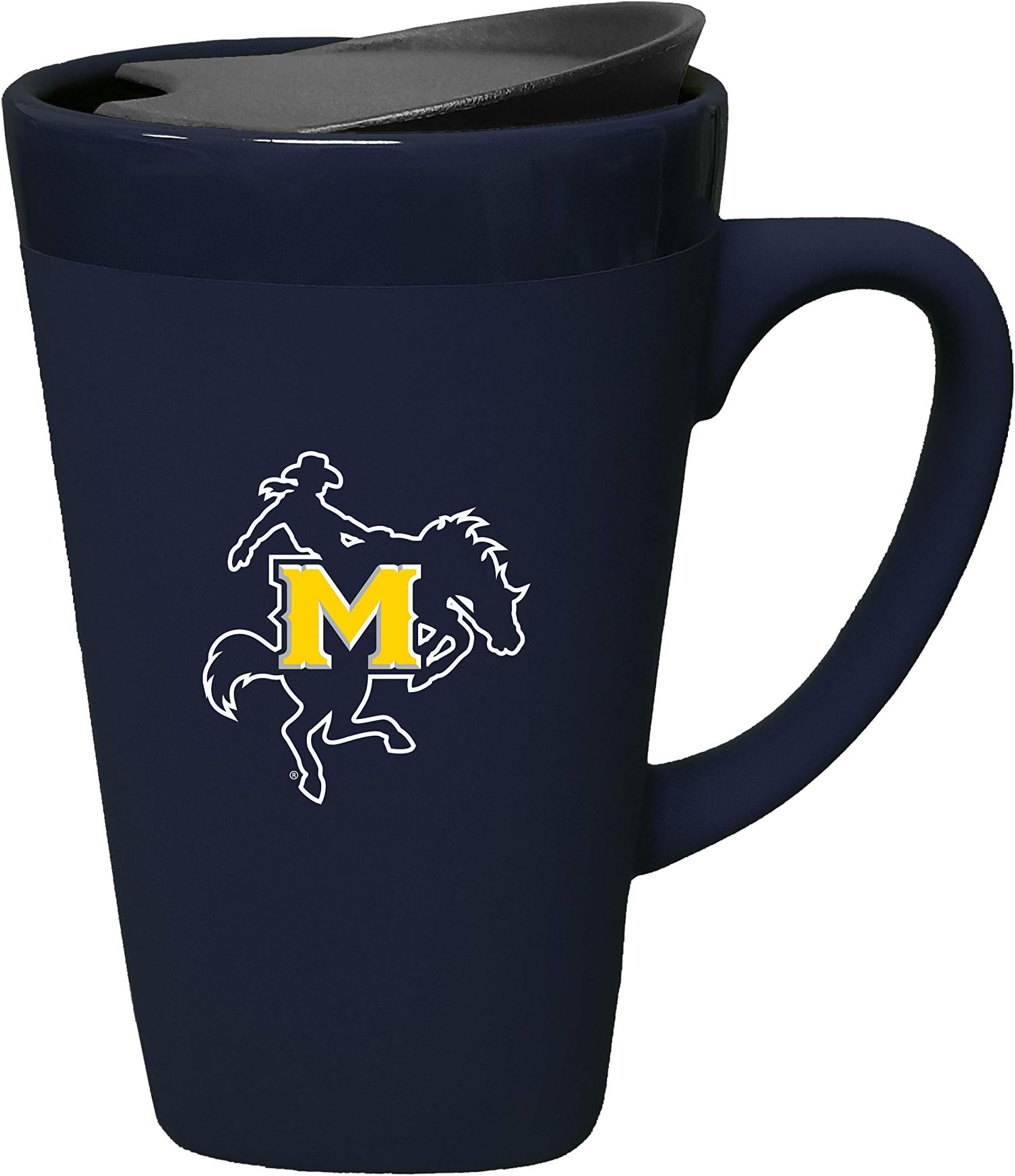 Mcneese State University Ceramic Mug with Swivel Lid, Design-1 - Blue