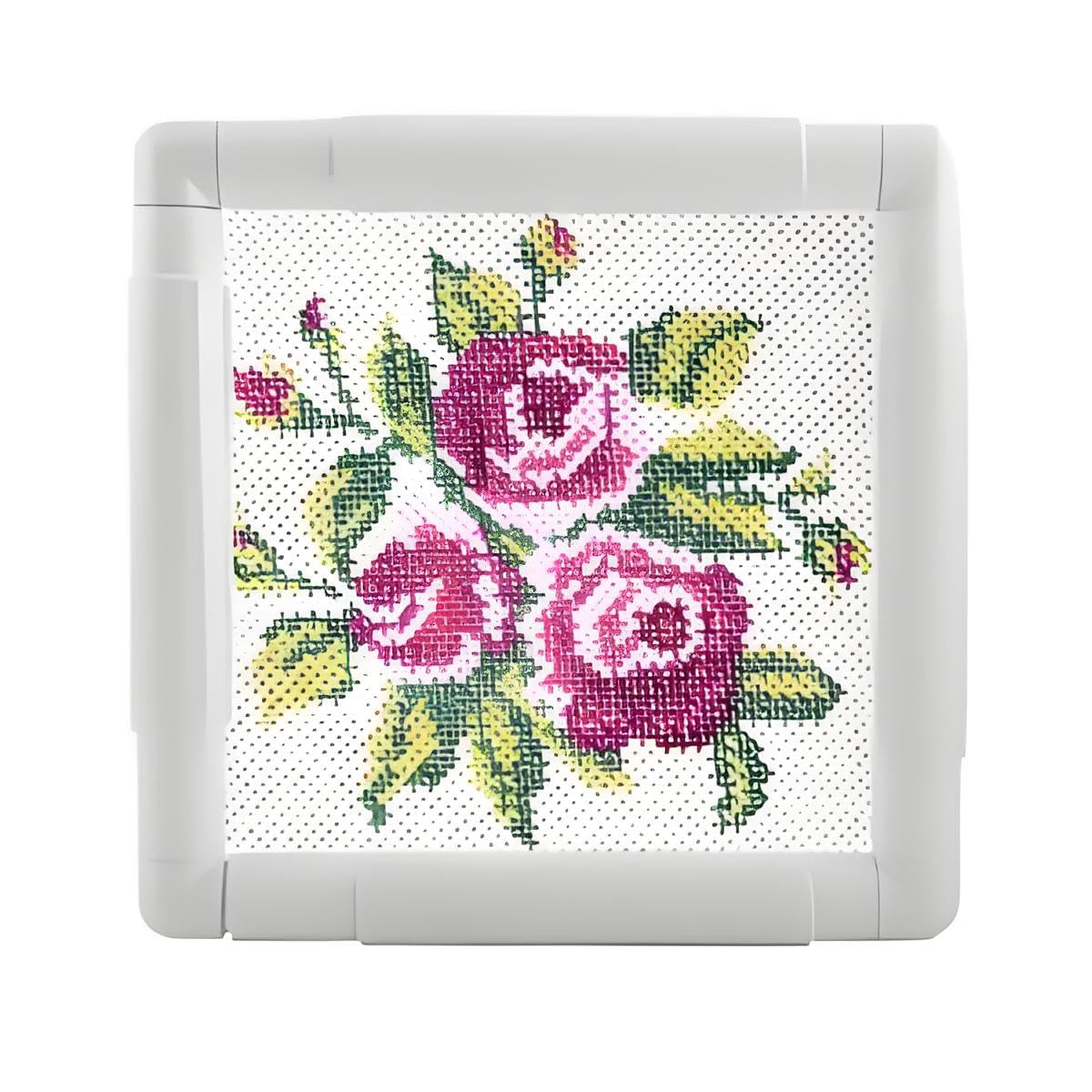 Fafeicy White Embroidery Frame Plastic Cross Stitch Frame Square Rectangle Plastic Clip Frame For Embroidery Cross Stitch Quilting Needlepoint Tool 20.3X20.3cm With Easy Assembly And Tension Hold
