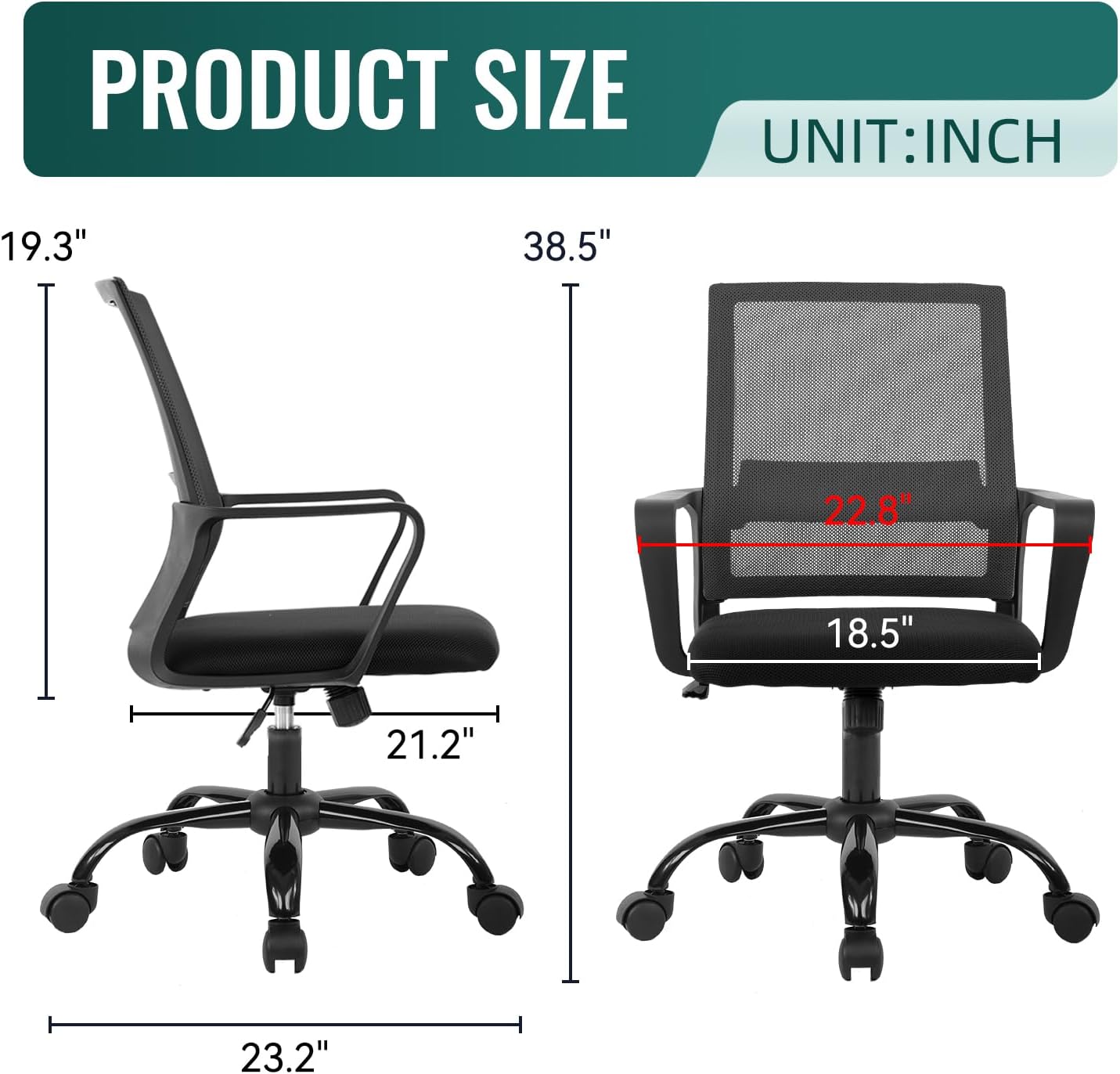 BestOffice Ergonomic Desk Chair Swivel Rolling Computer Chair Executive Lumbar Support Task Mesh Chair Adjustable Stool for Women Men,Grey