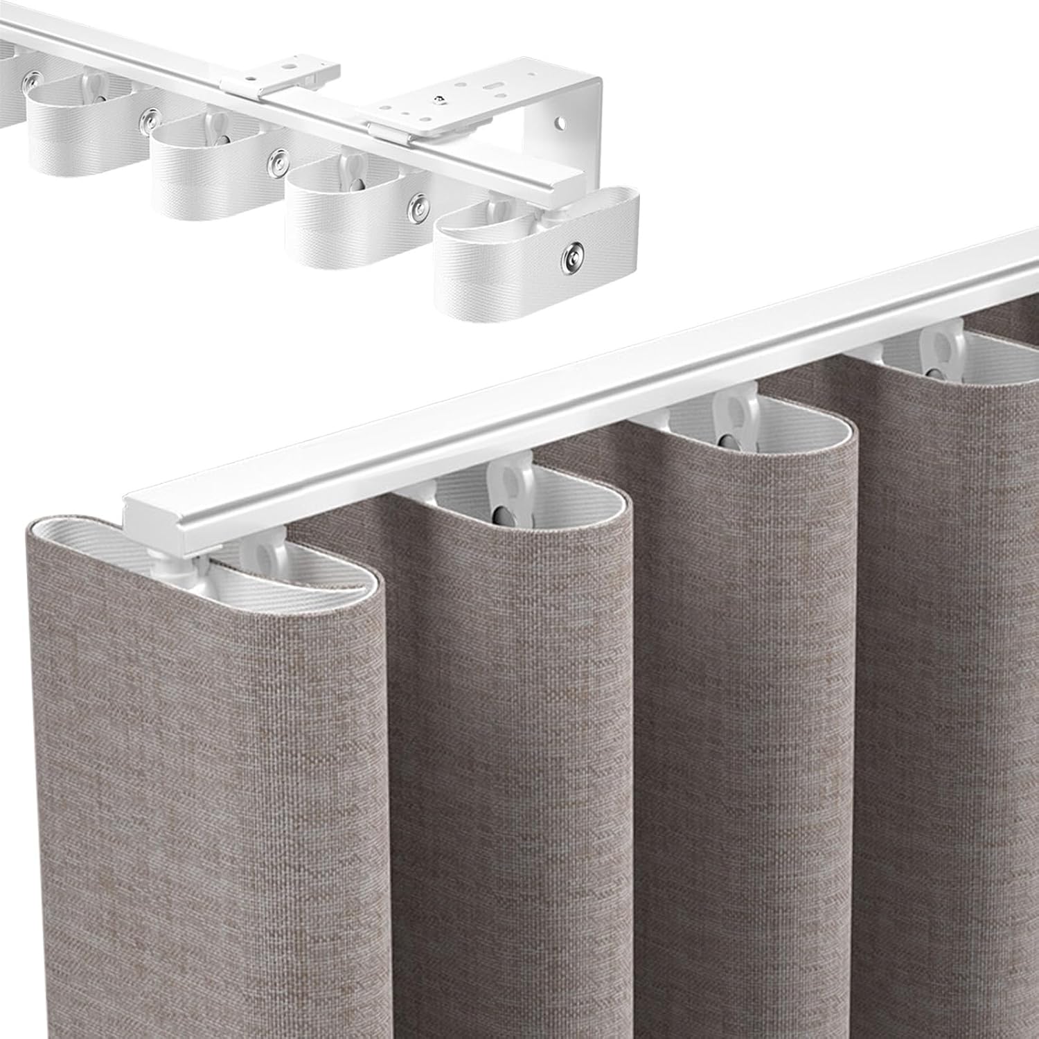 3.3ft To 19.7ft Heavy Duty Curtain Track Rail, Blackout Curtains Rail, Wave-Effect, Perfect For Privacy In Open Rooms, Sturdy And Durable, Compatible With Inward-Opening Windows