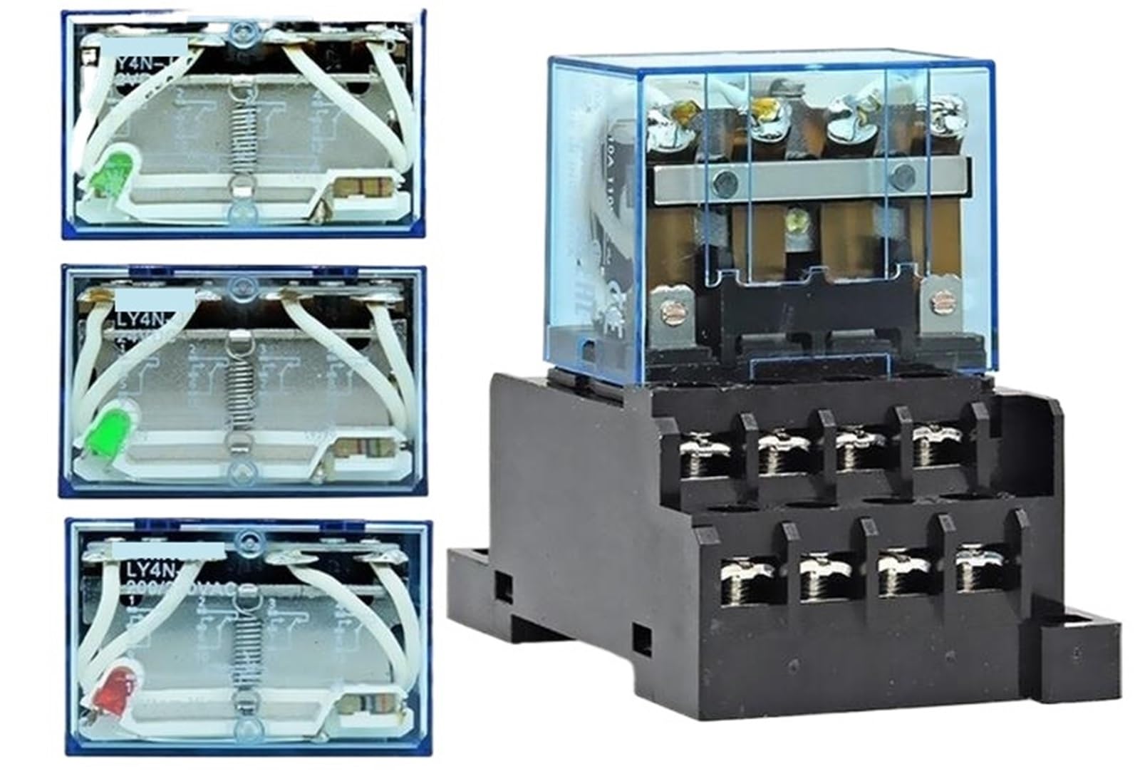 Relés Relé intermedio de Potencia electromagnética 12 V CC, 24, 110, 14 Pines Ancho, 4 Abiertos y Cerrados, 10 A, LY4N-J(LY4N J DC24V)