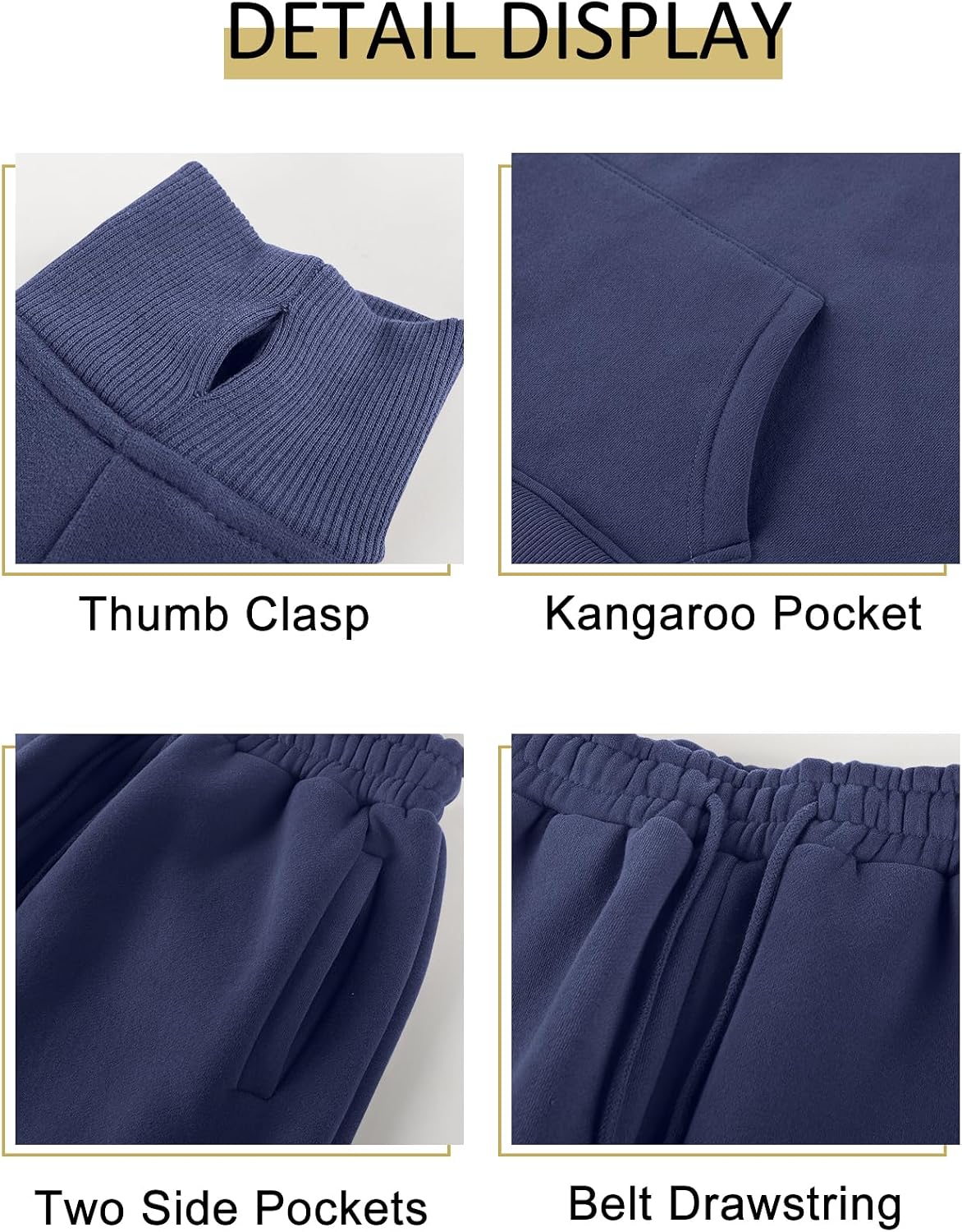 Kissonic Women's Fleece Jogger Sets 2 Pieces Sweatsuits Outfits Crop Top Hoodies Jogger Pants