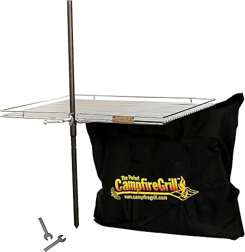 The Perfect - Parrilla de cocina giratoria original de acero inoxidable con borde elevado para barbacoa grande y cocina al aire libre