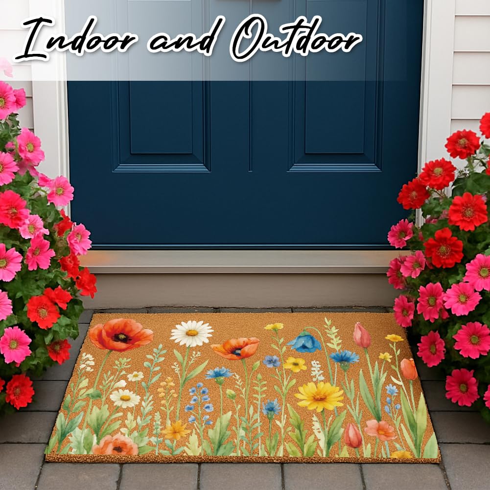 Vintage Wildflower Türmatte - Retro Florale Eingangsmatte 43x76cm