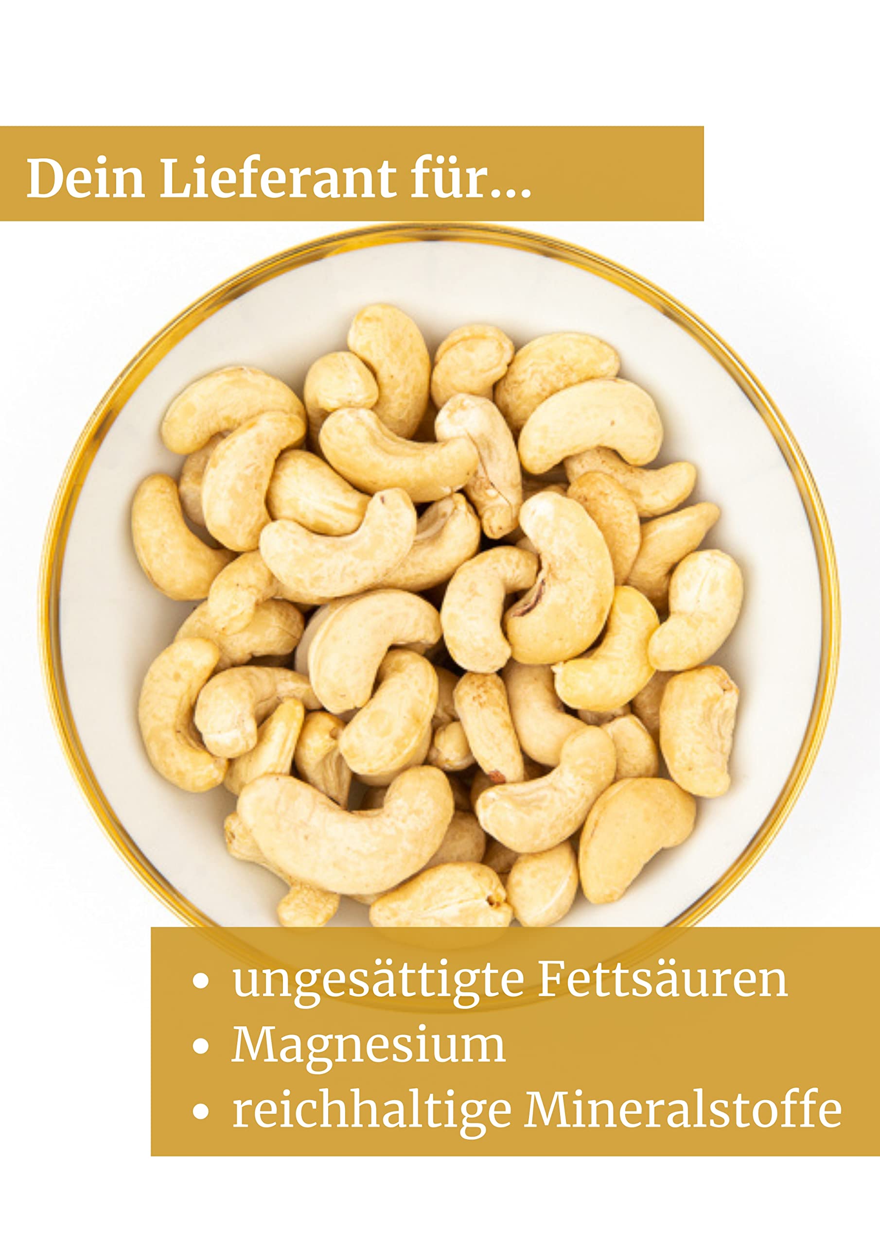 Cashewkerne bio Jalall D'or | 3 x 1 kg | natur | BIO zertifiziert | ganz | BIO CASHEWS frisch abgefüllt | wertvolle MAGNESIUM-Quelle | natürlicher TRYPTOPHAN-Lieferant | Cashewnüsse 3 kg