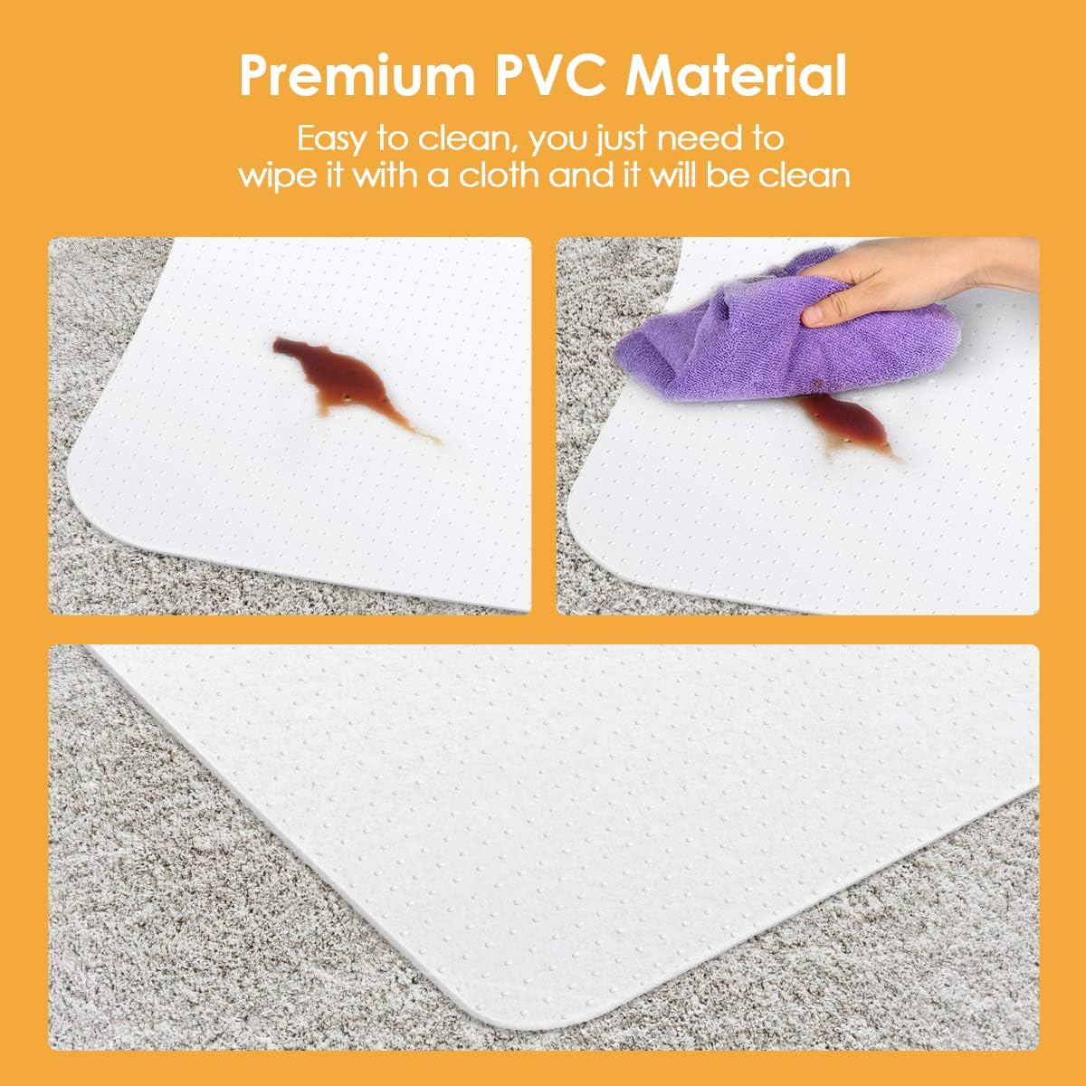 Chair Mat for Carpeted Floor, 36 x 48 inches, Premium Material Chair Mat with Lip, Easy Glide White Chair Mats, Good for Desks, Floor Mats for Office & Home : Office Products