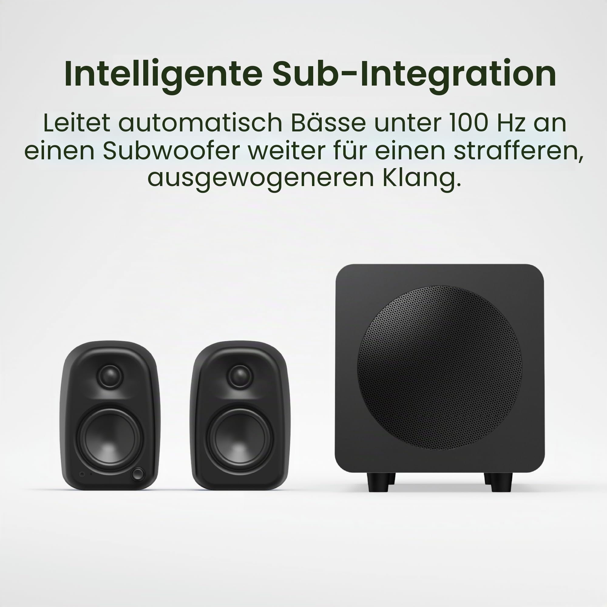 Kanto UKI 100 W Active Desktop Computer Speakers with Bluetooth and USB-C | Intelligent Sub Integration | Headphone Out | Pair | Pumice
