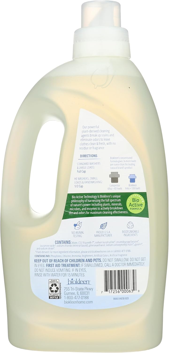 biokleen, Laundry Liquid, Free & Clear, 64 oz