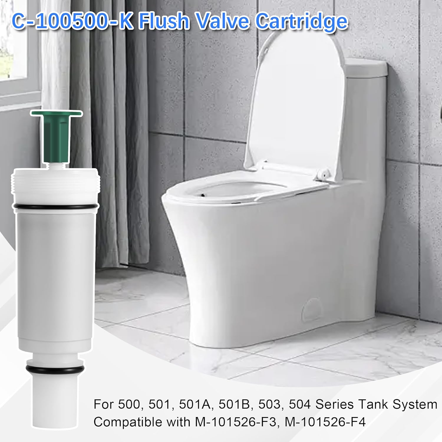 C-100500-K Flush Valve Cartridge Assembly, for 500, 501, 501A, 501B, 503, 504 Series Tank System, Compatible with M-101526-F3, M-101526-F4 Pressure Assist Tank