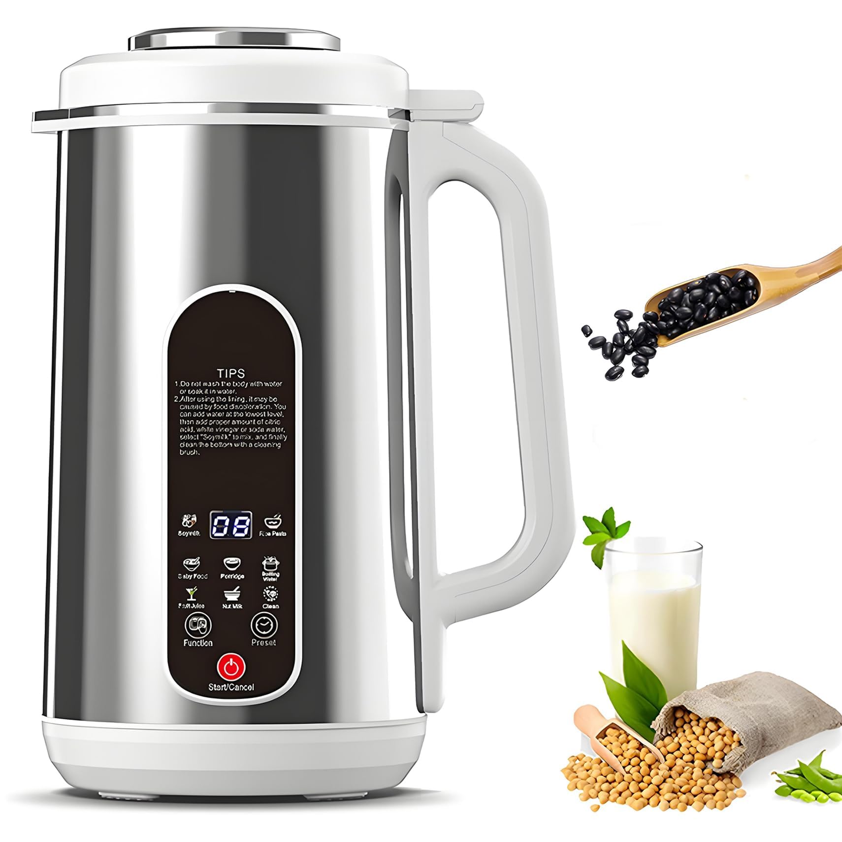 Genérico Máquina para Hacer Leche De Nueces, Máquina para Hacer Leche De Soja De Gran Capacidad De 1,2 L, Agitación De Alta Velocidad con 12 Cuchillas