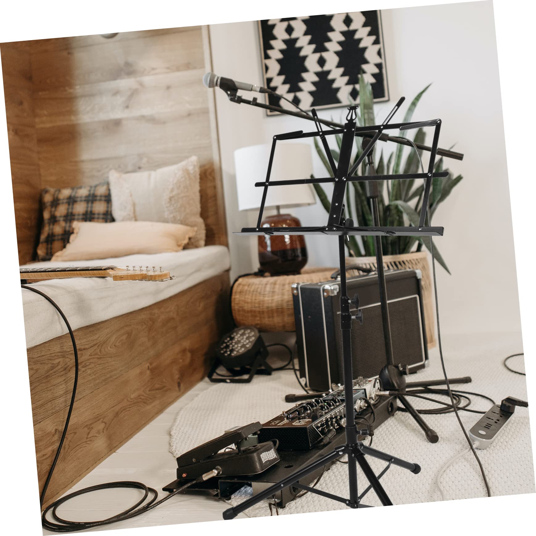 OFFSCH 1Set Height Adjustable Tripod Music Stand Folding Music Score Holder for Comfortable Viewing and Performance Durable and Stable Design for Musicians for Guitars Violins and More