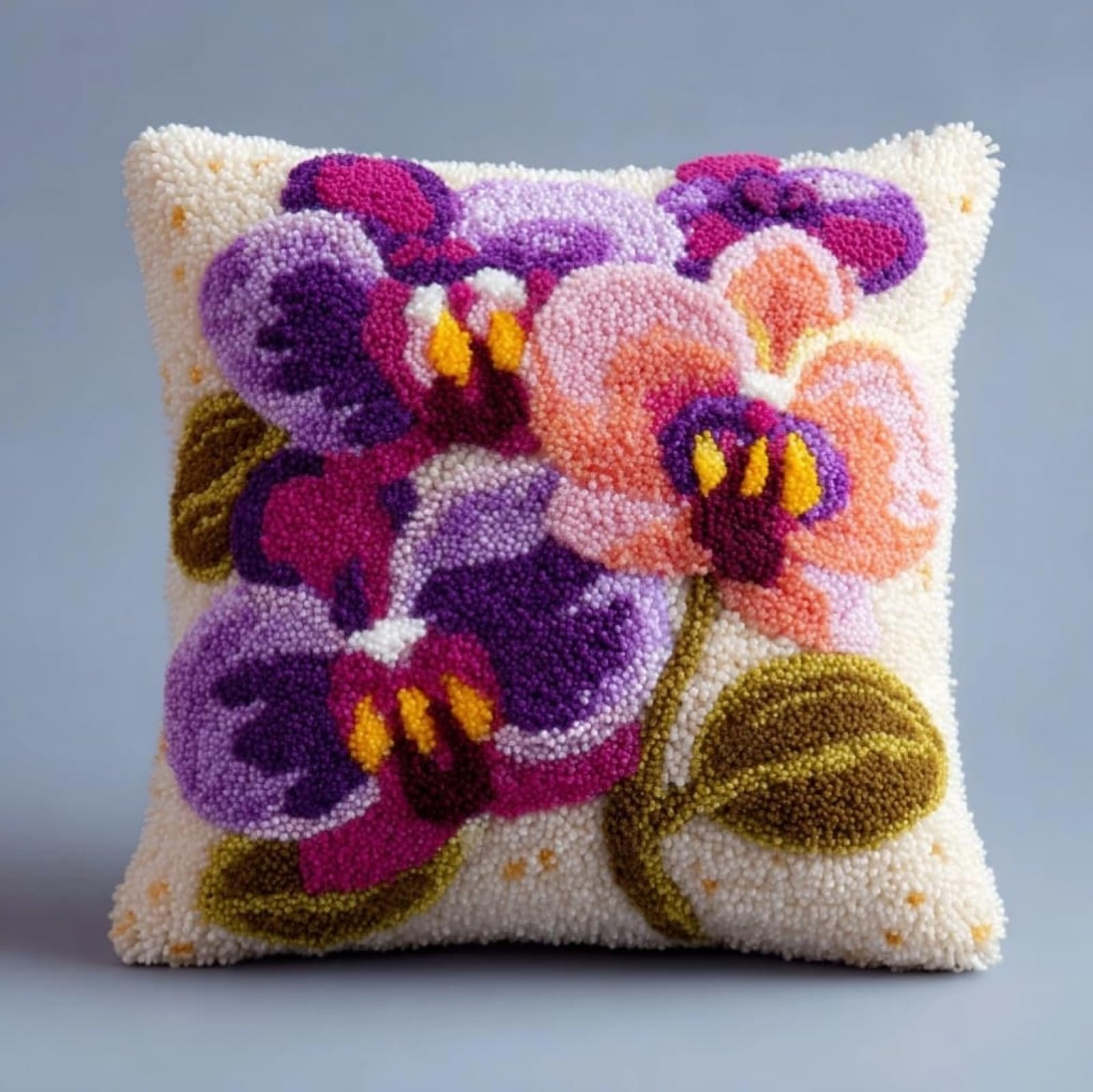 WallustrioaW Latch Hook Cushion Cover Kits 43x43cm,Orchid