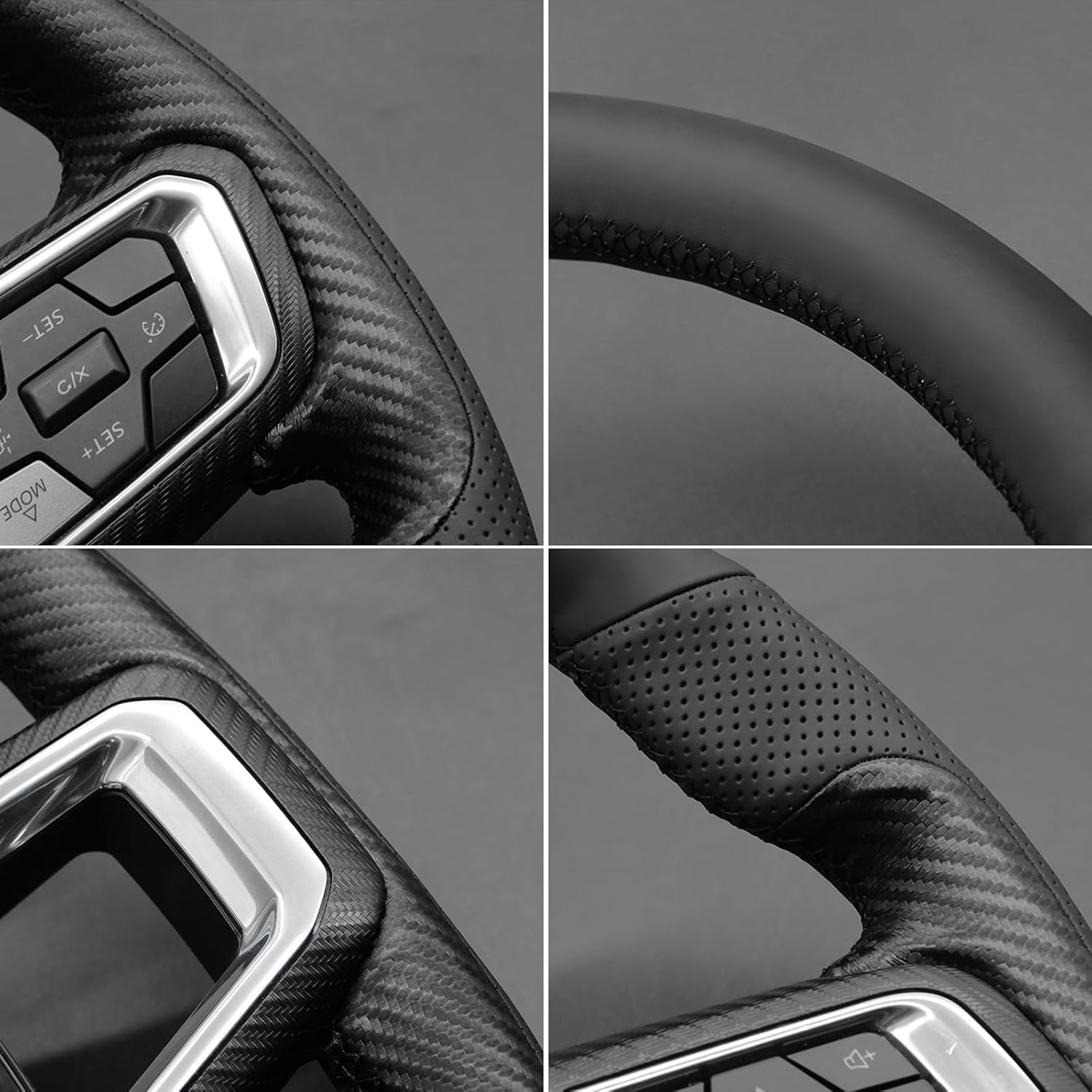MEWANT Hand Sewn Ford Mustang Steering Wheel Cover Wrap for Ford Mustang 2024 2025 Steering Wheel Accessories for Ford Mustang 2024 2025