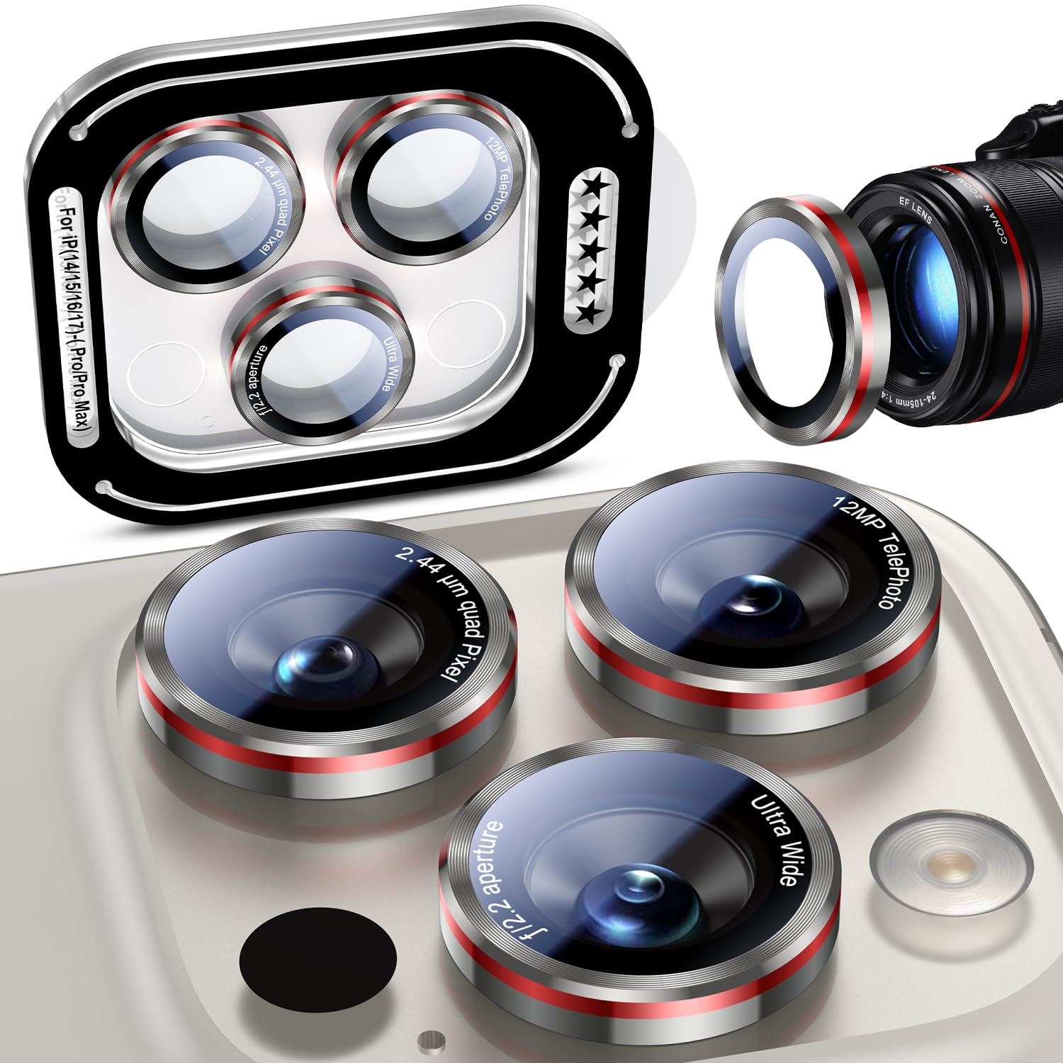 Uyiton for iPhone 17/16/15/14 (Pro Max &amp; Pro) Camera Lens Protector