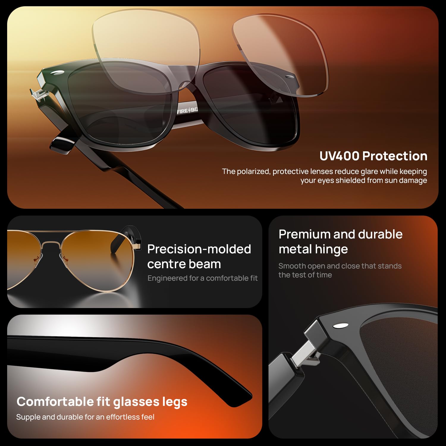 Fire-Boltt Fire-Lens Dune Smart Glasses, Bluetooth Calling & Open-Ear Bluetooth Sunglasses with HD Sound & Smart Audio Touch Controls Voice Assistant (Siri/Alexa/), Fast Charging for Men & Women — Amazon image 19
