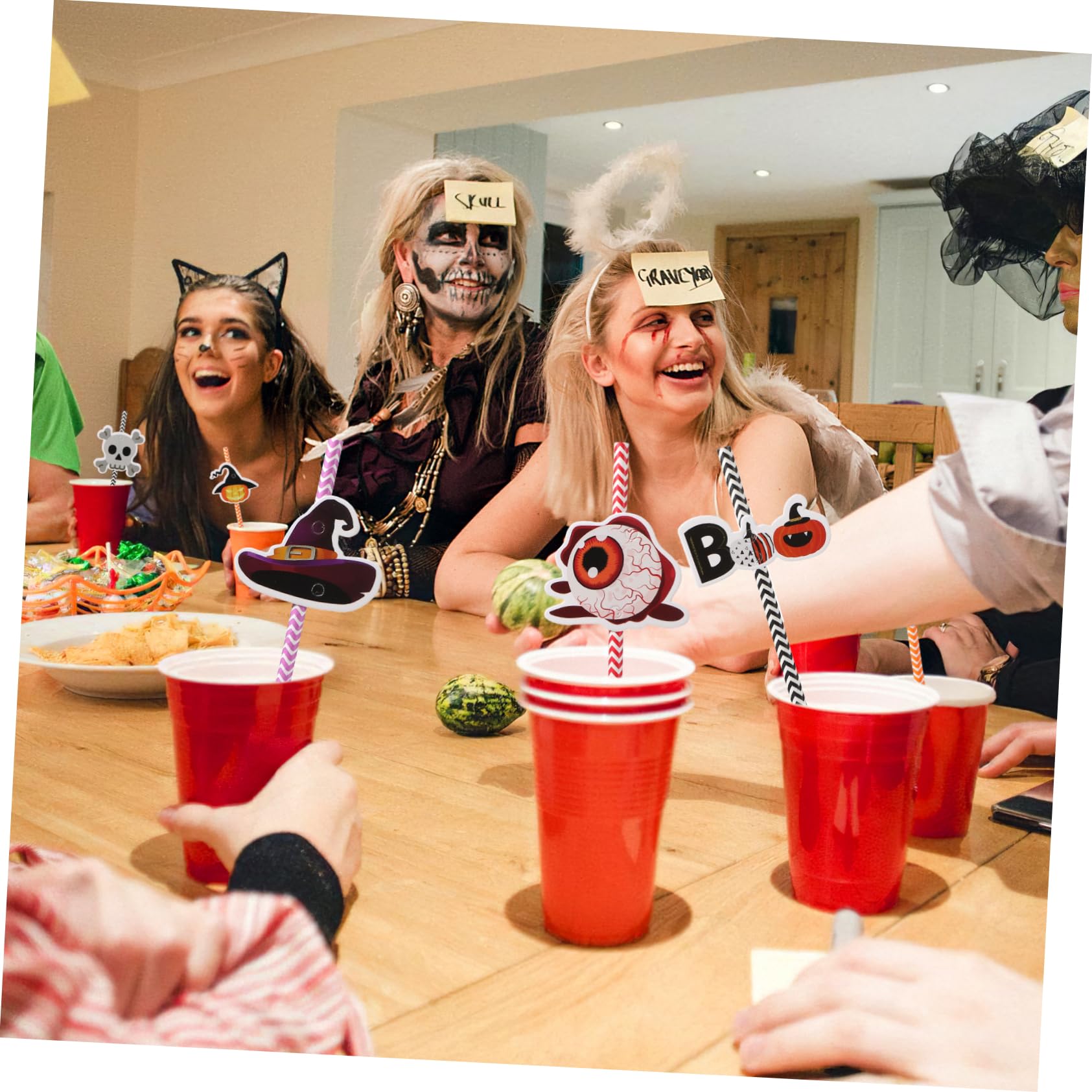 Cannucce Decorative Di Halloween Confezione Da 6 A Forma Di Zucca A Strisce Per Feste Di Halloween Cannucce Per Bevande