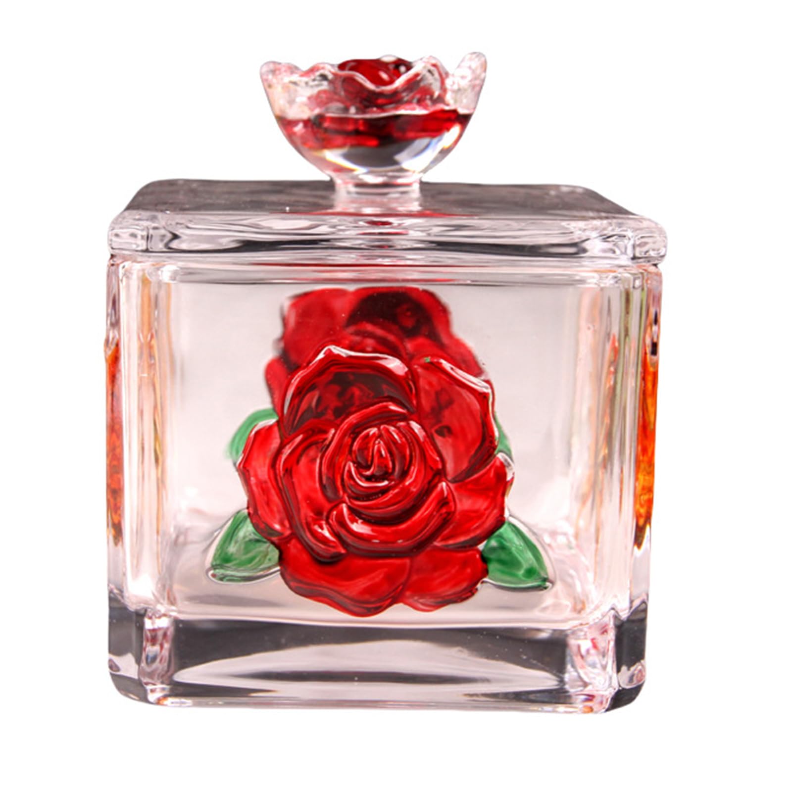Hsioluted Glass Jewelry Box Candy with Lid Rings Earring Trinket Storage Box Decorative Jar for Women Girls Glass Decorative Jars with Lid